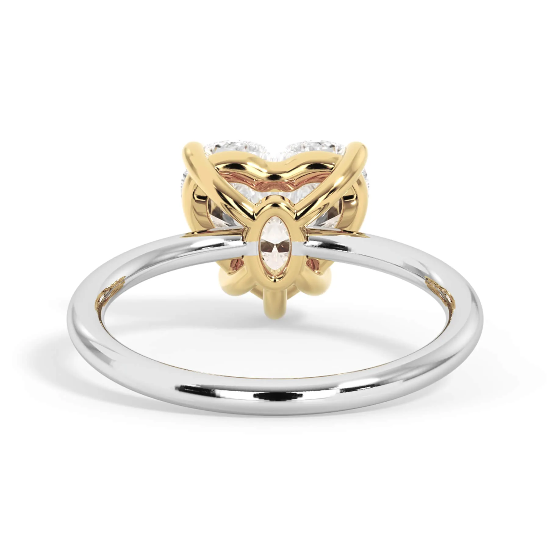 Two-Tone Basket Style Solitaire Engagement Ring - Yellow Gold Head