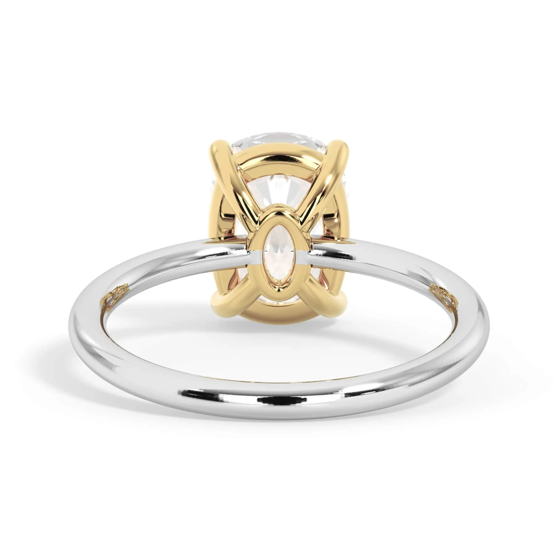 Two-Tone Basket Style Solitaire Engagement Ring - Yellow Gold Head