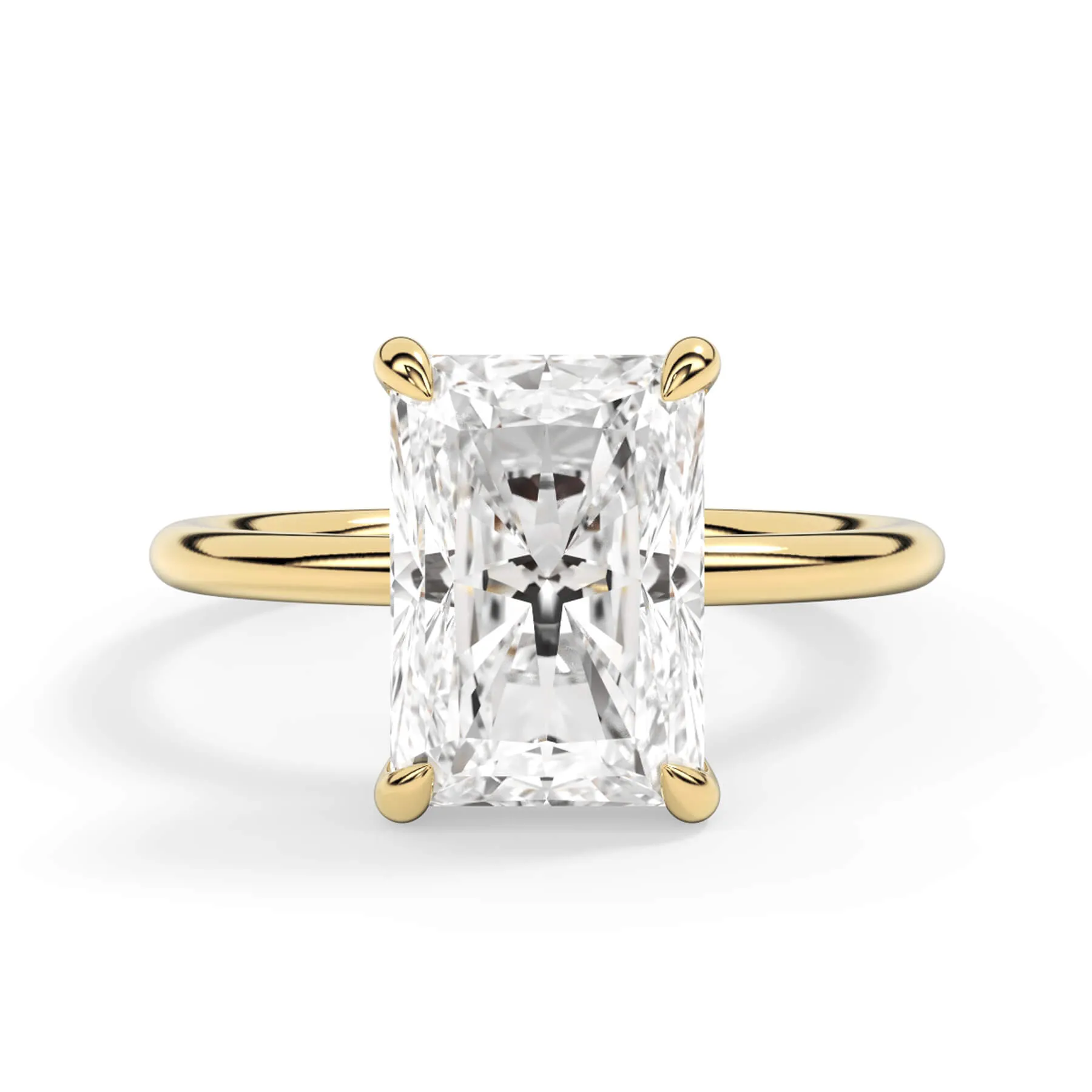 Two-Tone Basket Style Solitaire Engagement Ring - Yellow Gold Head