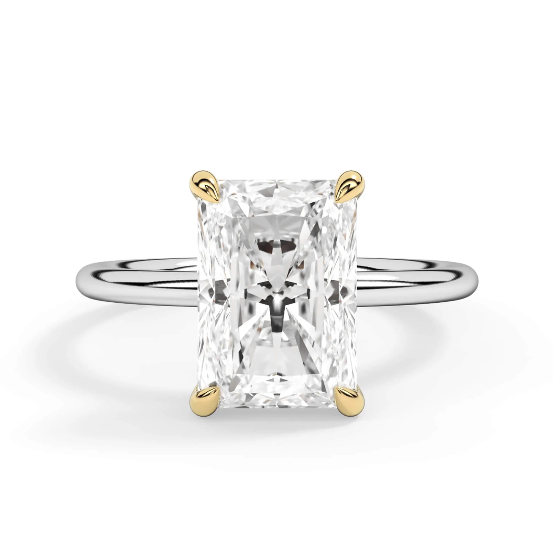 Two-Tone Basket Style Solitaire Engagement Ring - Yellow Gold Head