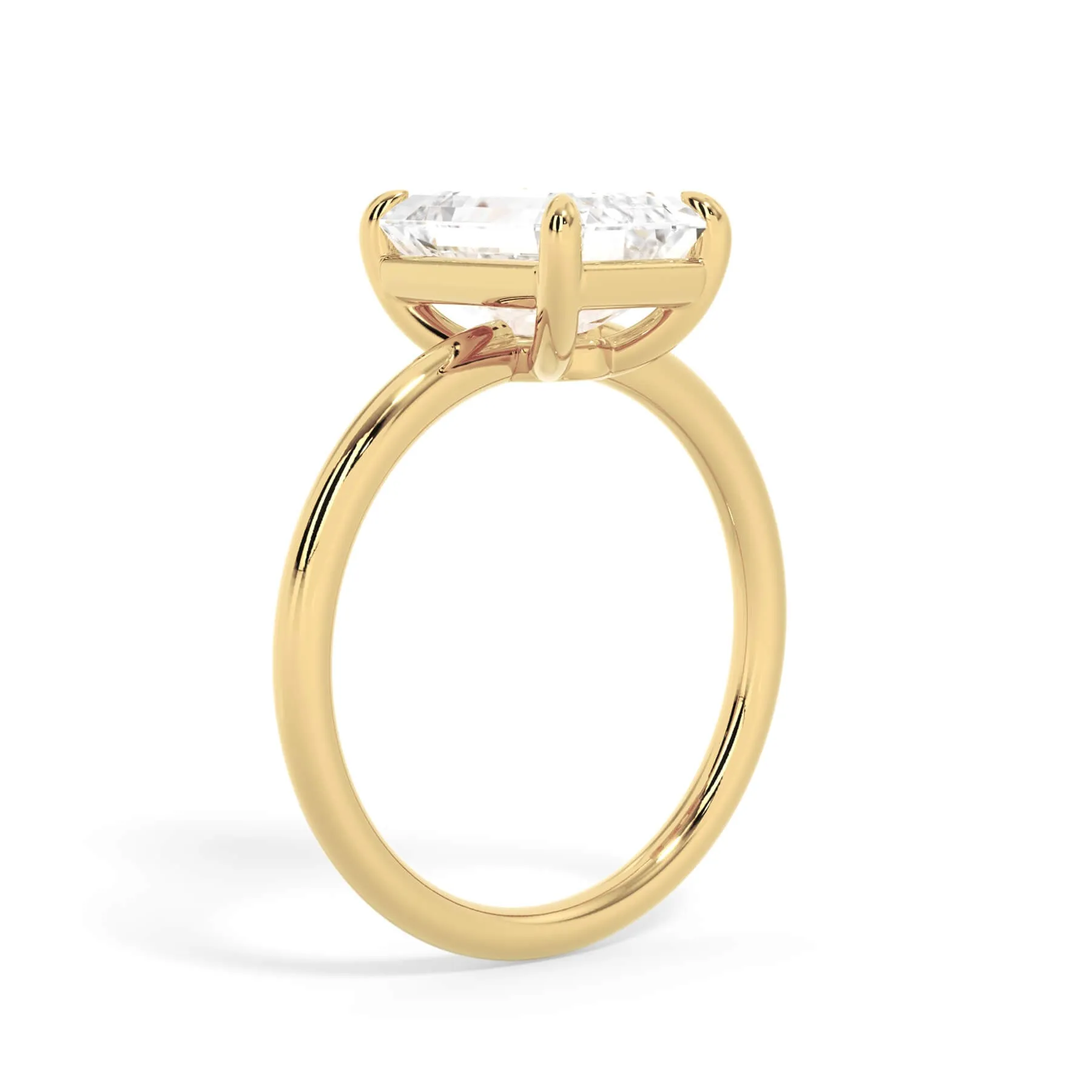Two-Tone Basket Style Solitaire Engagement Ring - Yellow Gold Head