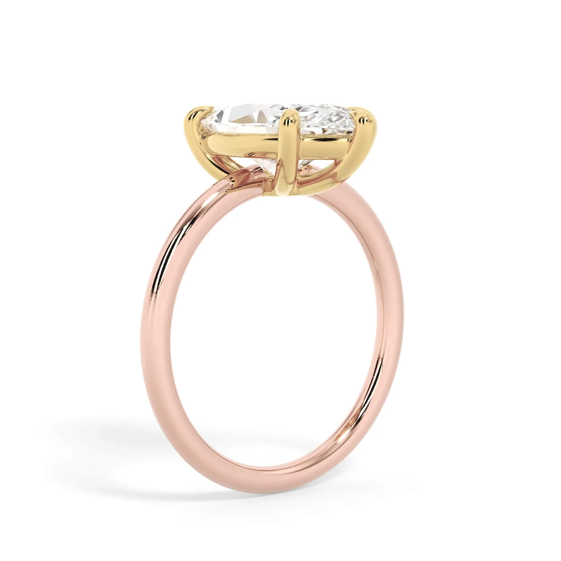 Two-Tone Basket Style Solitaire Engagement Ring - Yellow Gold Head