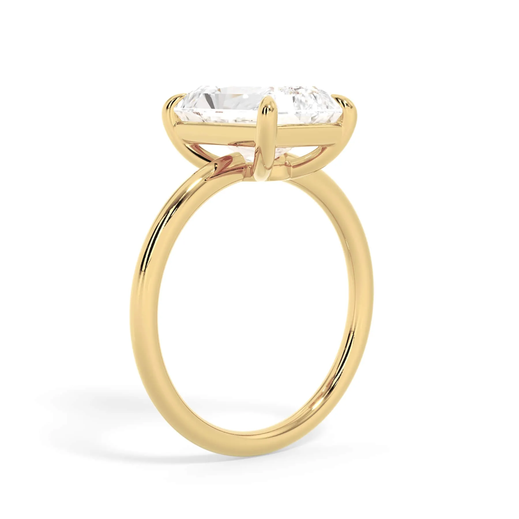 Two-Tone Basket Style Solitaire Engagement Ring - Yellow Gold Head