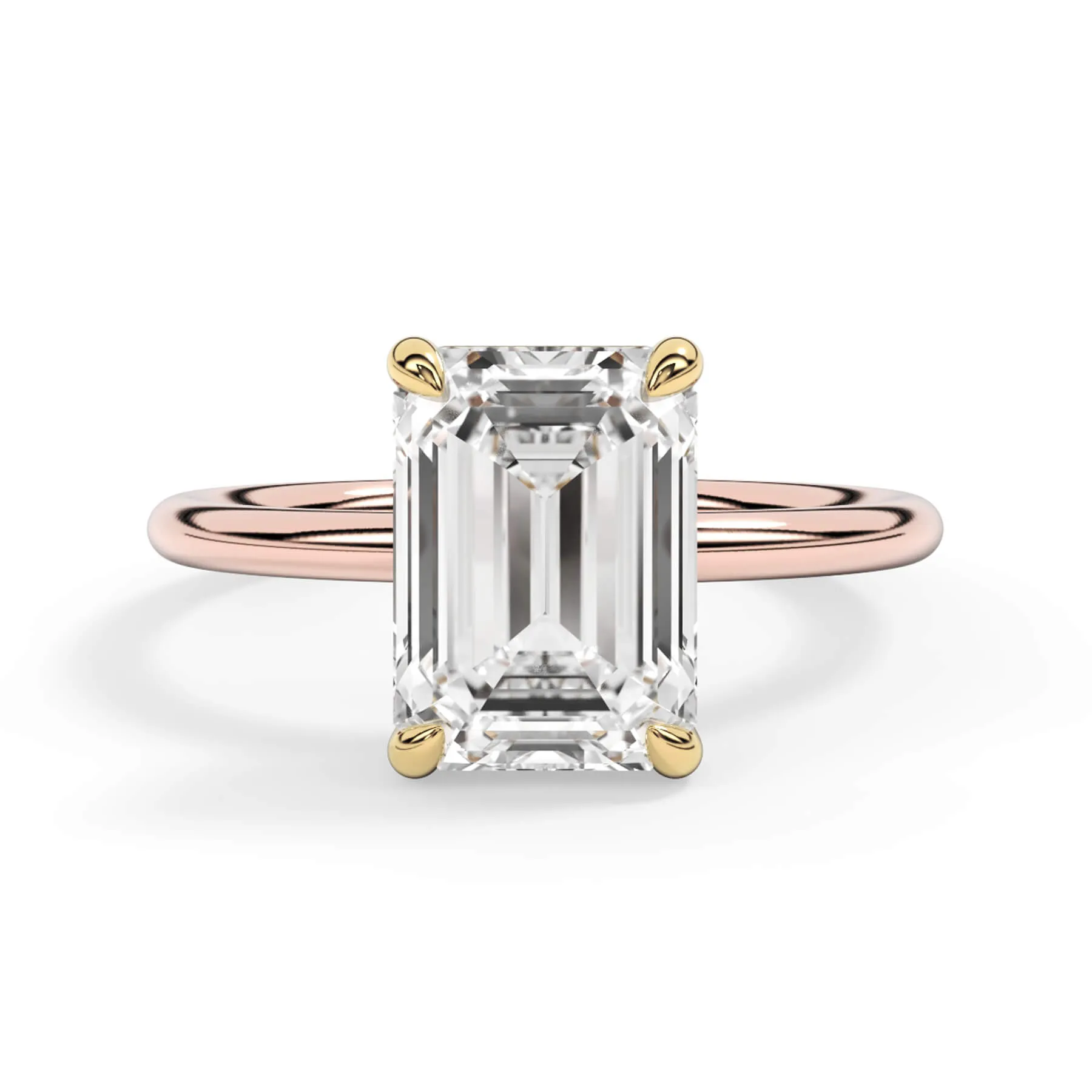 Two-Tone Basket Style Solitaire Engagement Ring - Yellow Gold Head