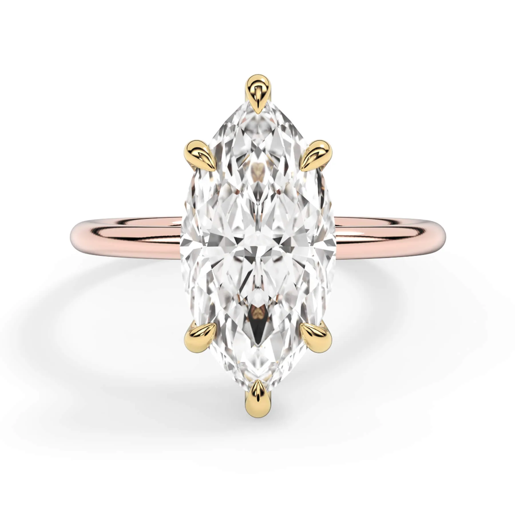 Two-Tone Basket Style Solitaire Engagement Ring - Yellow Gold Head