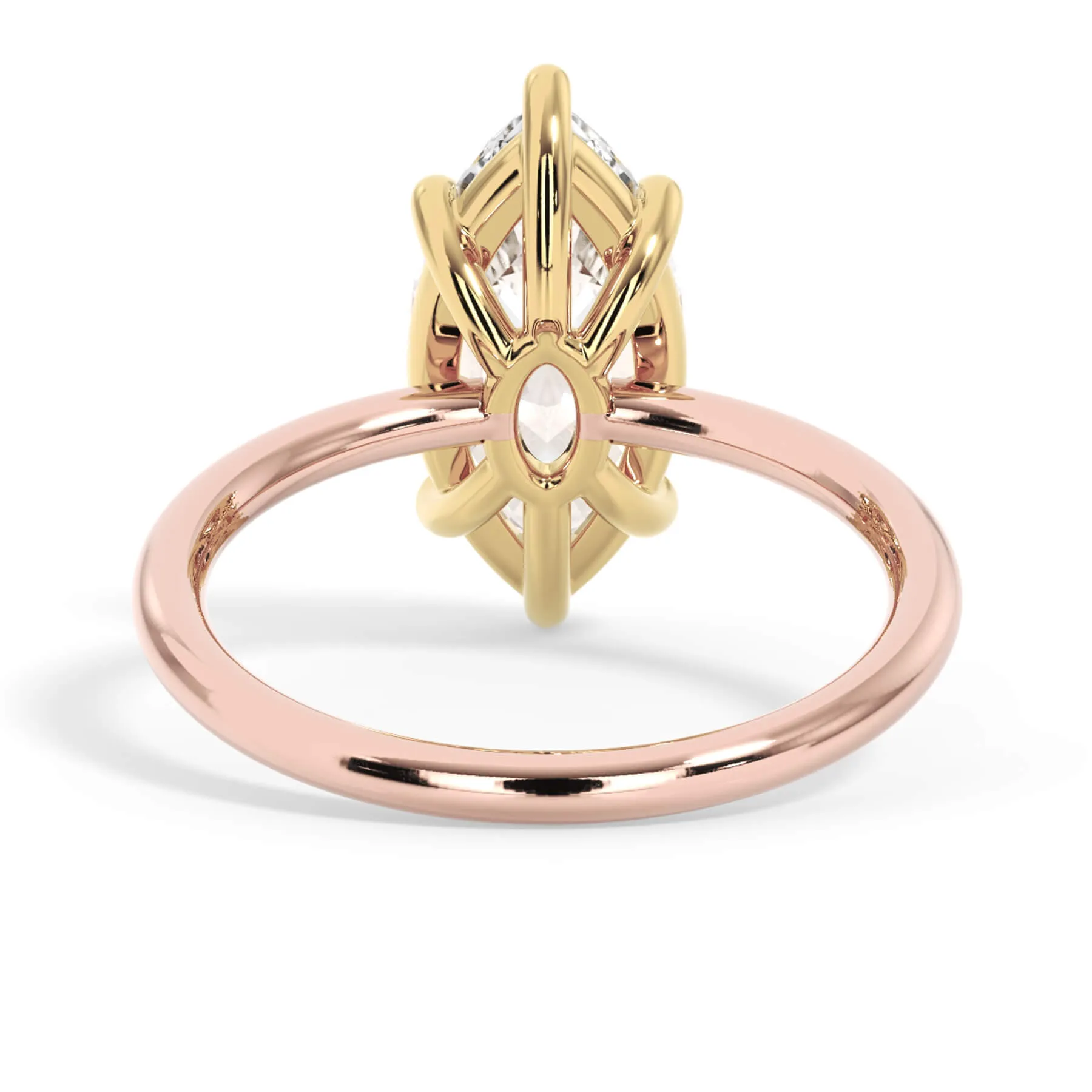 Two-Tone Basket Style Solitaire Engagement Ring - Yellow Gold Head