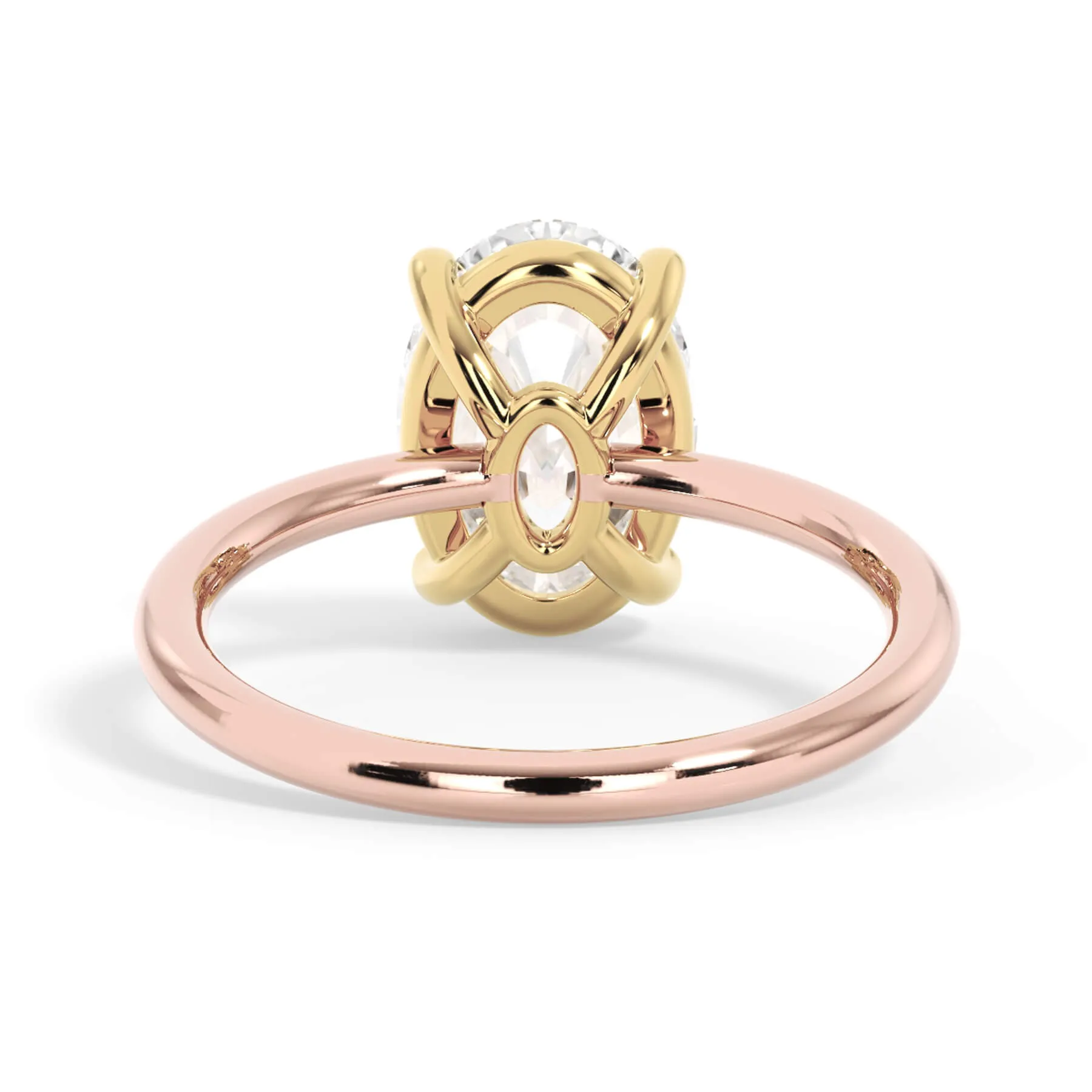 Two-Tone Basket Style Solitaire Engagement Ring - Yellow Gold Head