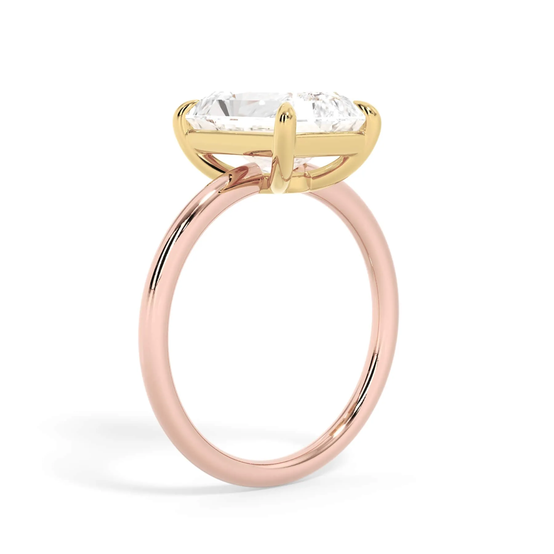 Two-Tone Basket Style Solitaire Engagement Ring - Yellow Gold Head