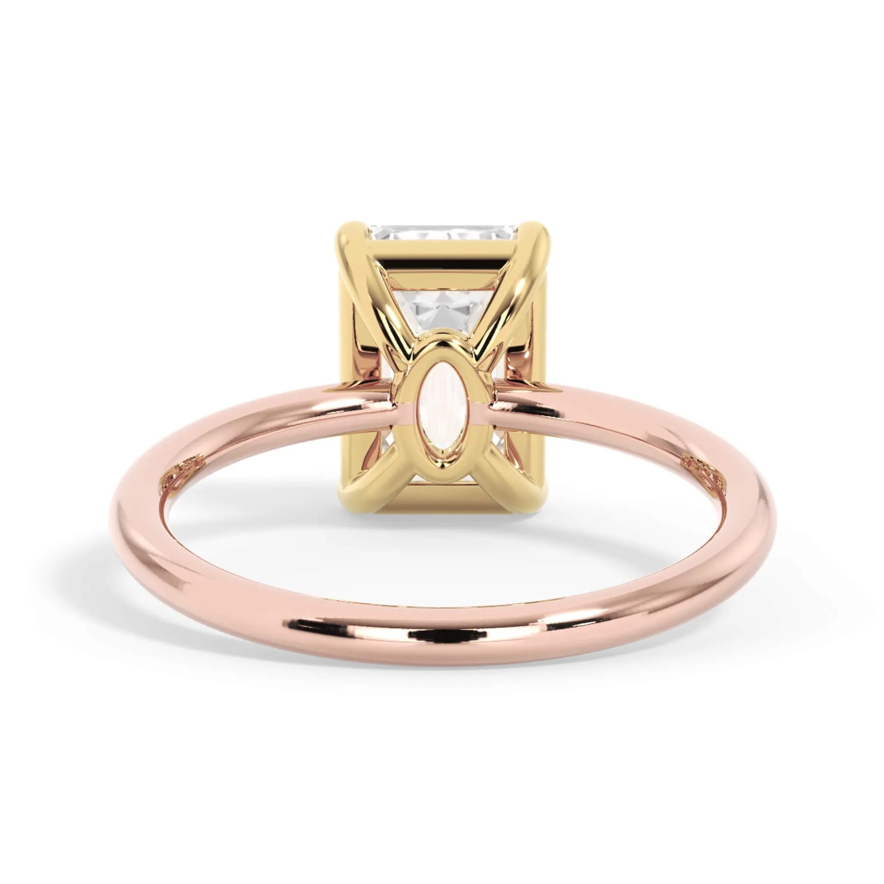 Two-Tone Basket Style Solitaire Engagement Ring - Yellow Gold Head