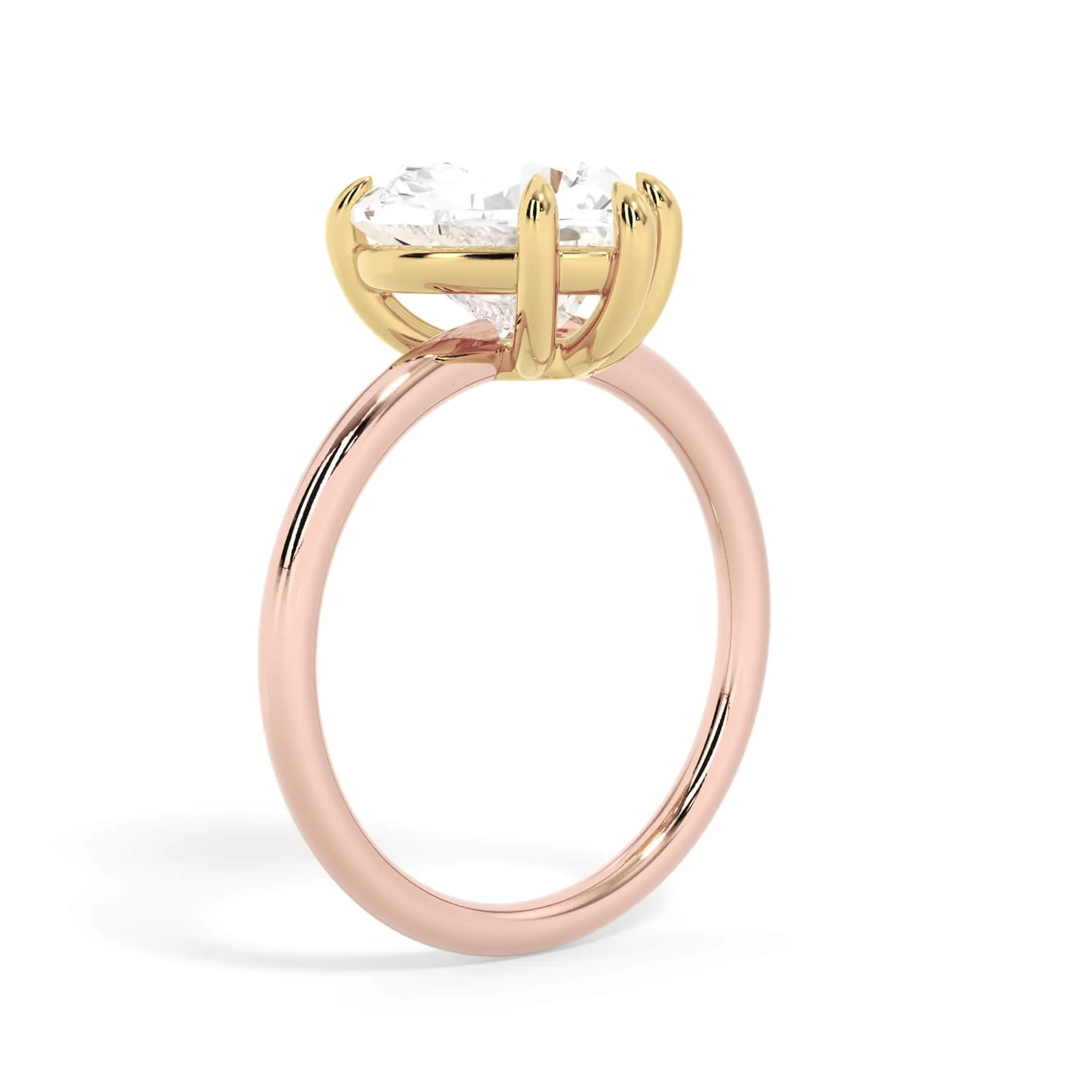 Two-Tone Basket Style Solitaire Engagement Ring - Yellow Gold Head