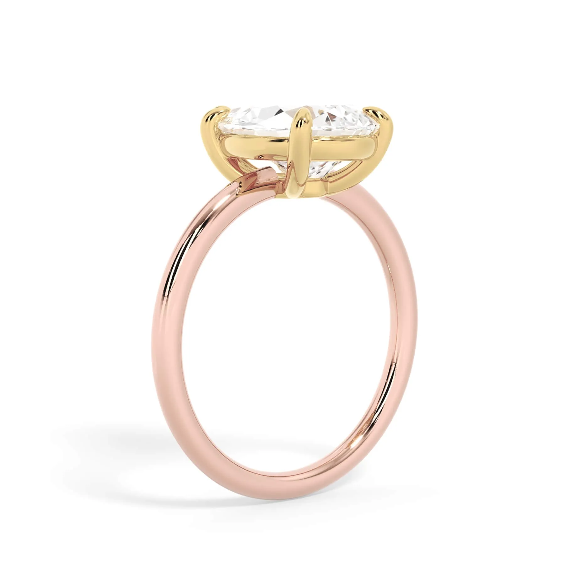 Two-Tone Basket Style Solitaire Engagement Ring - Yellow Gold Head