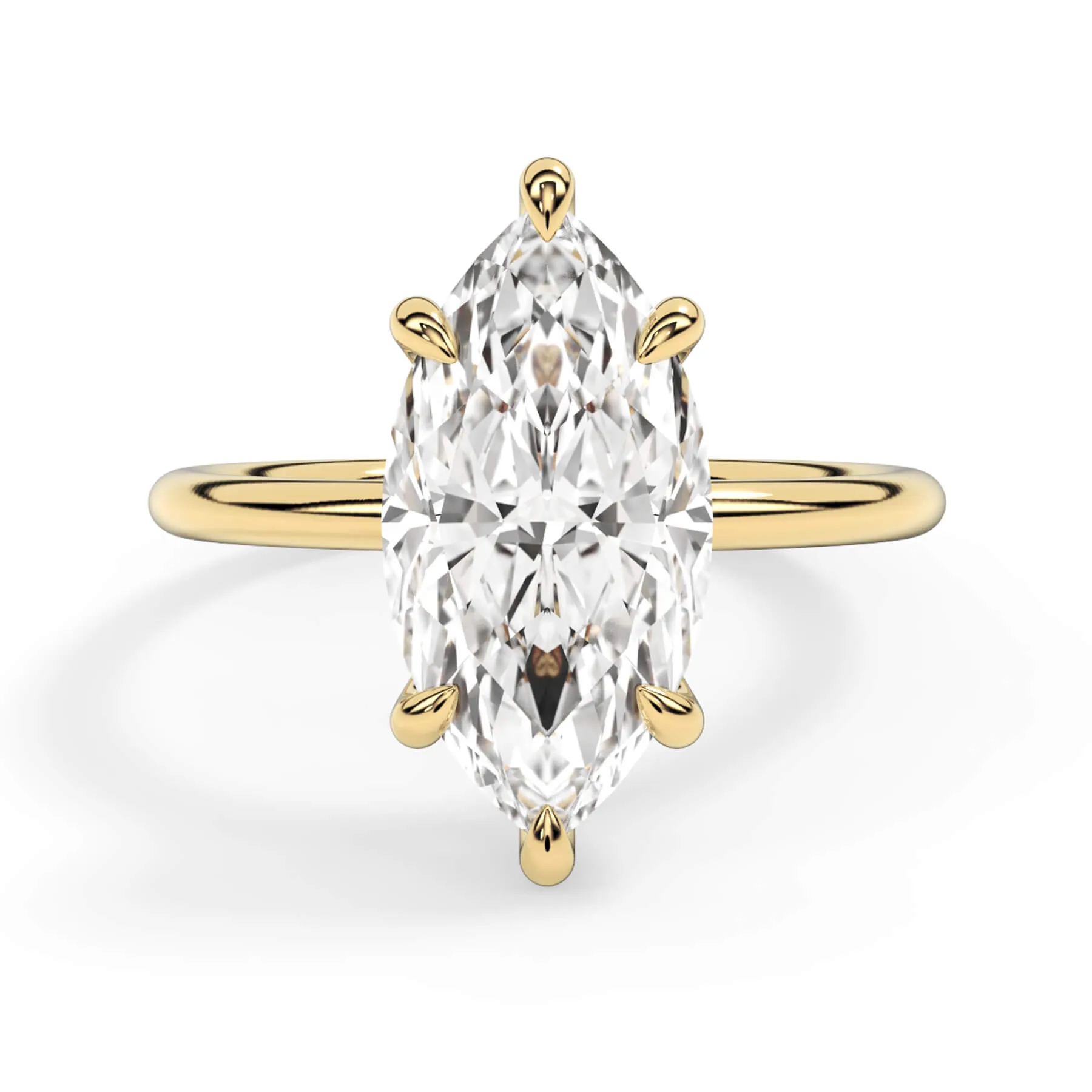 Two-Tone Basket Style Solitaire Engagement Ring - Yellow Gold Head