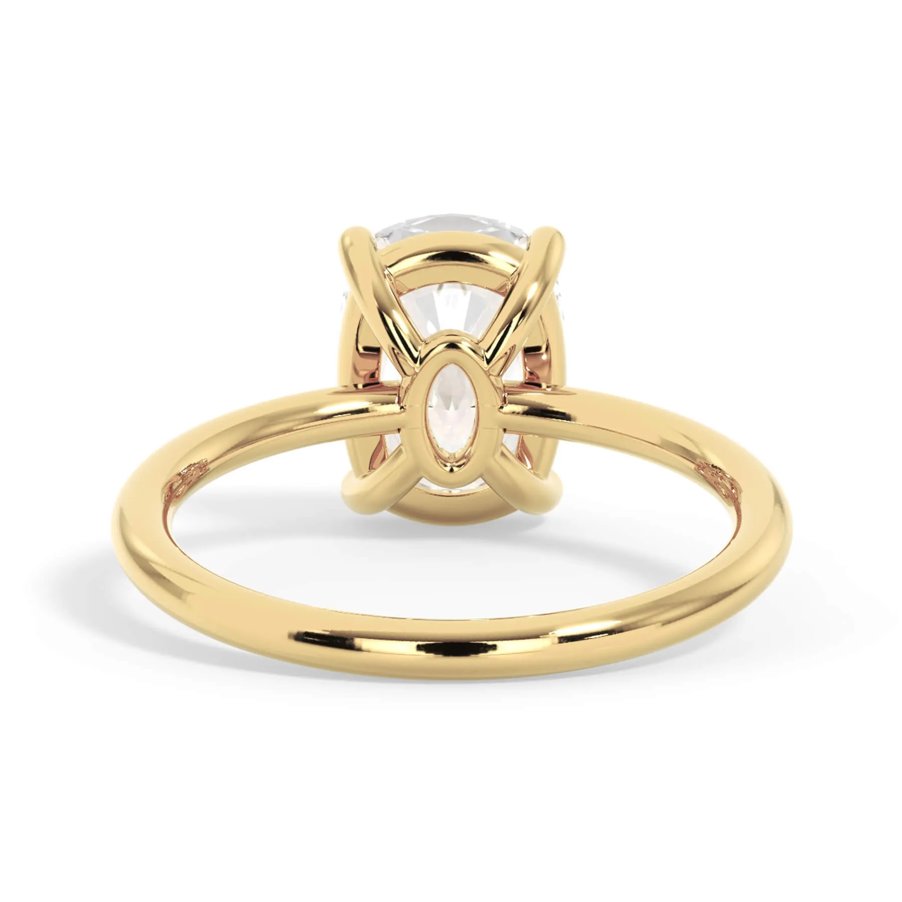 Two-Tone Basket Style Solitaire Engagement Ring - Yellow Gold Head