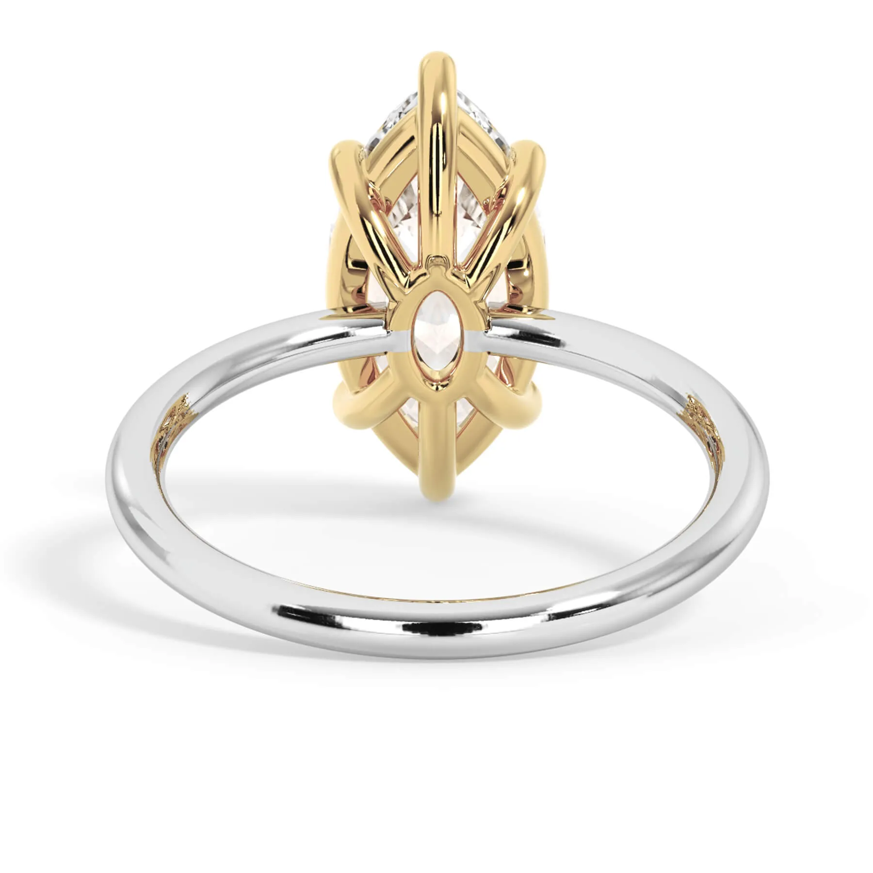 Two-Tone Basket Style Solitaire Engagement Ring - Yellow Gold Head