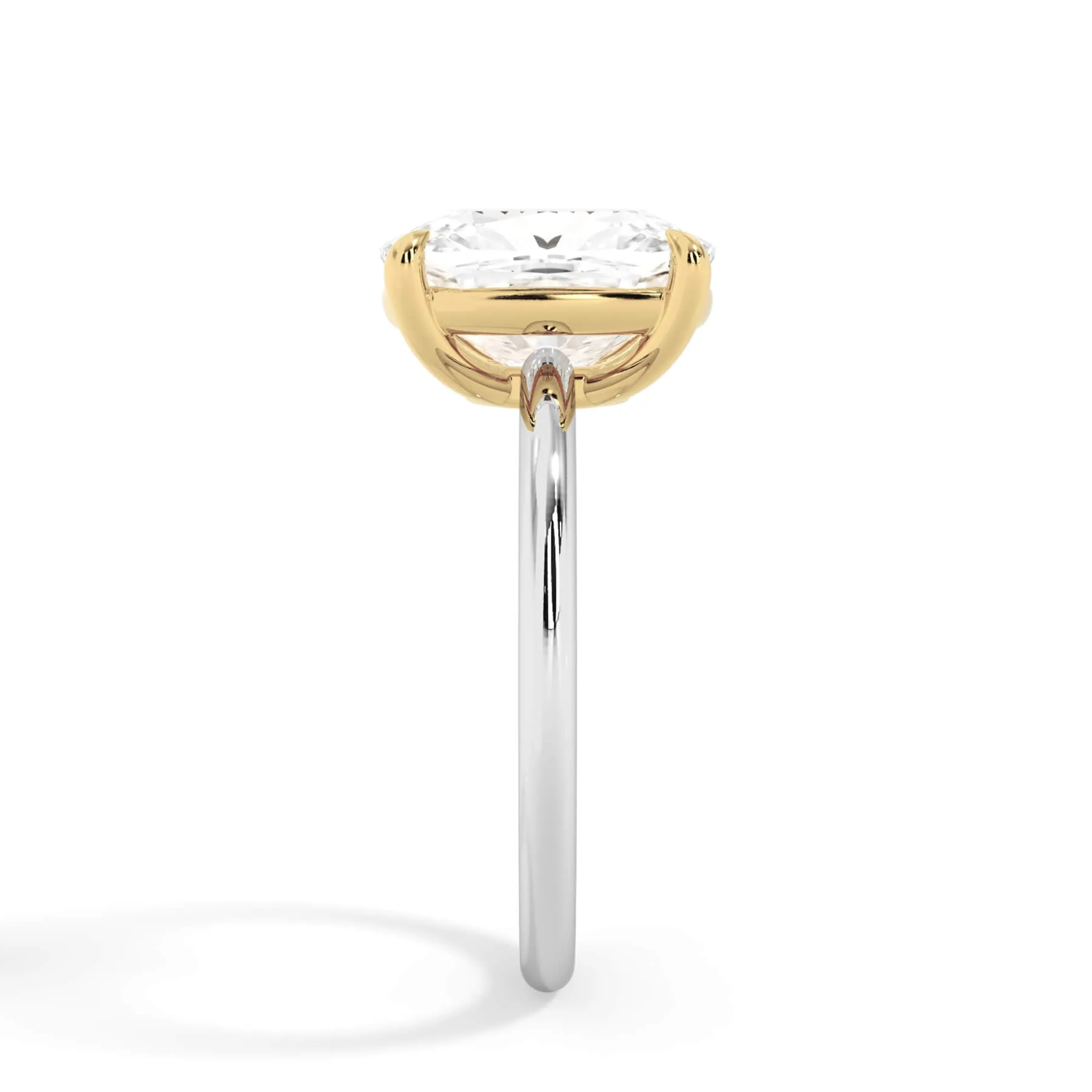 Two-Tone Basket Style Solitaire Engagement Ring - Yellow Gold Head