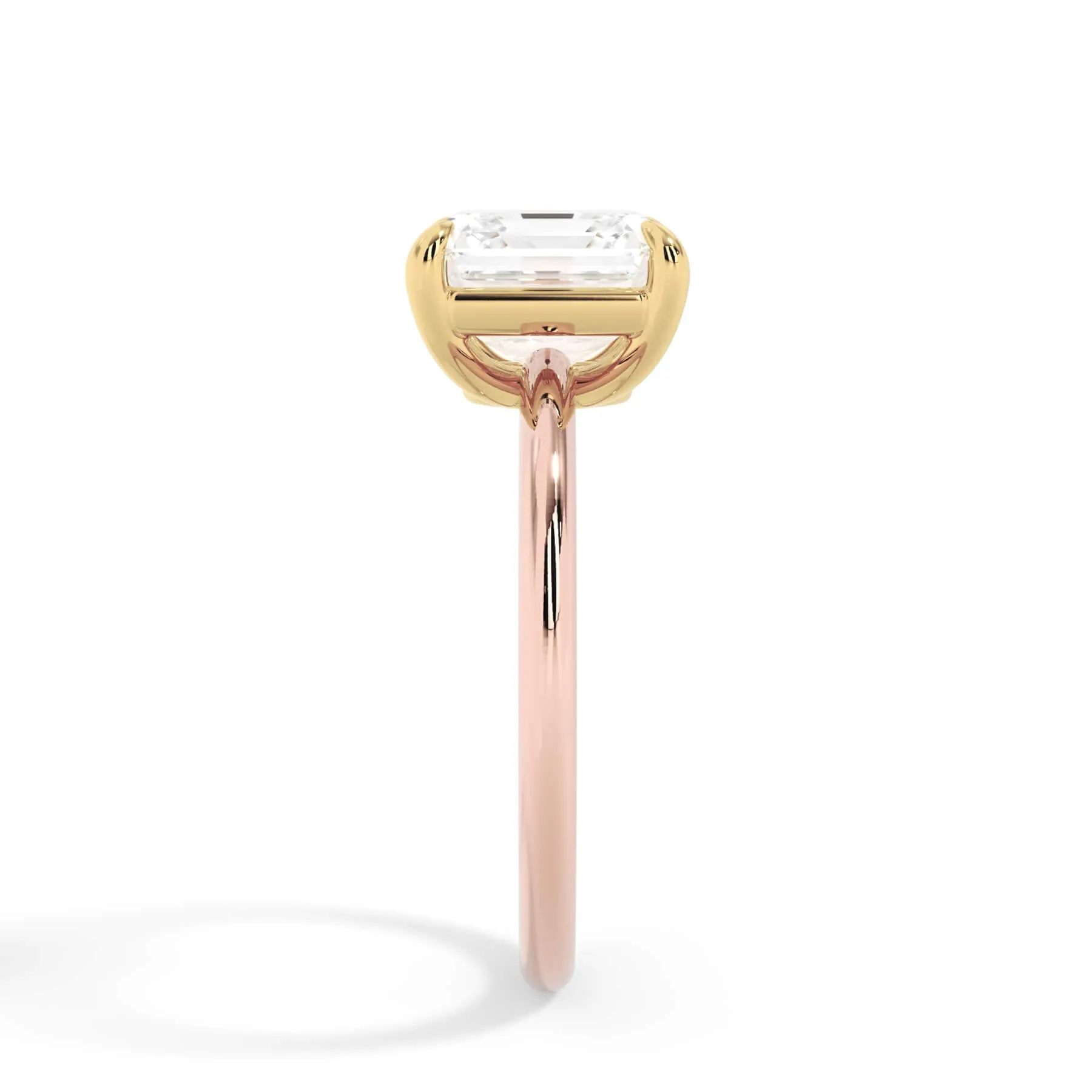 Two-Tone Basket Style Solitaire Engagement Ring - Yellow Gold Head