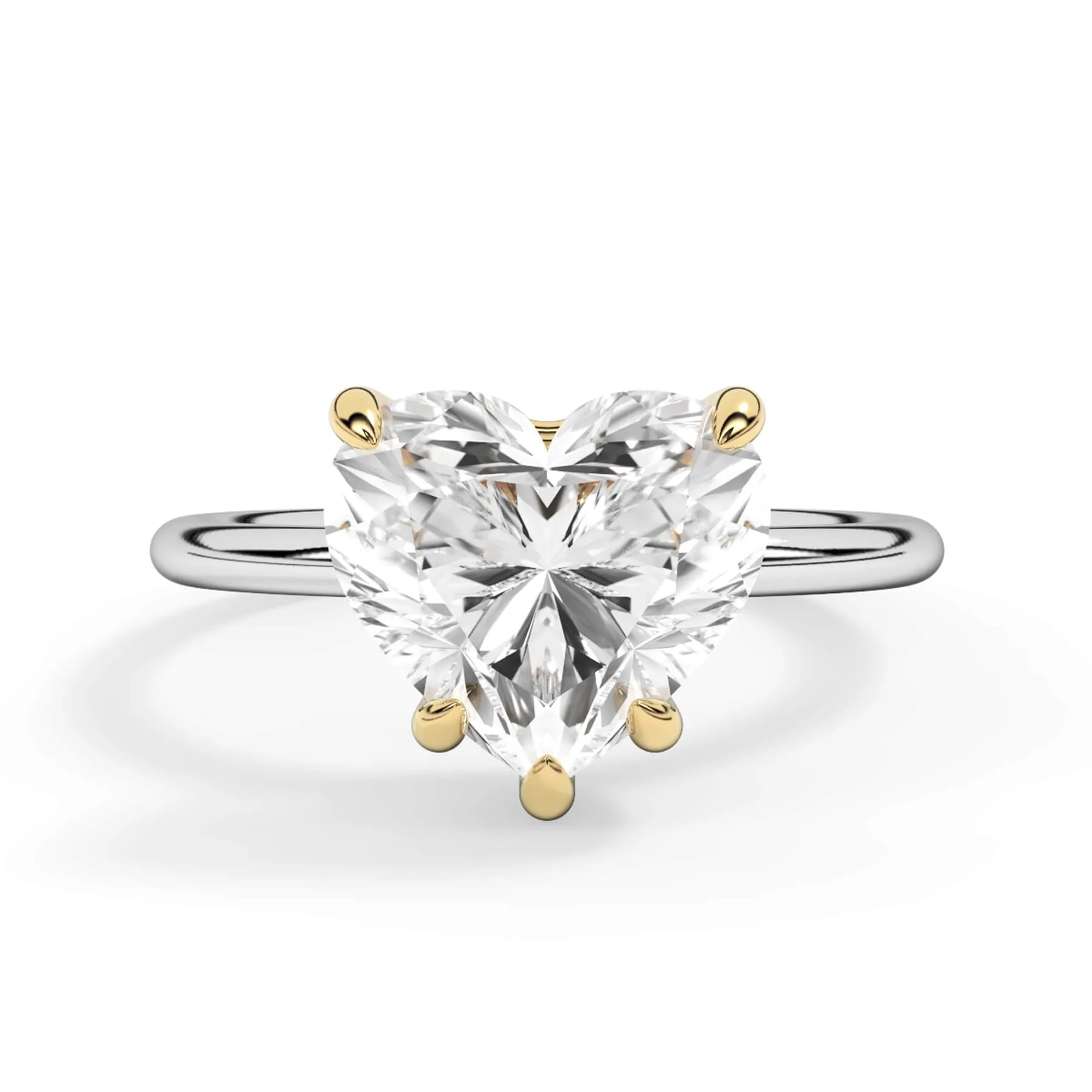 Two-Tone Basket Style Solitaire Engagement Ring - Yellow Gold Head