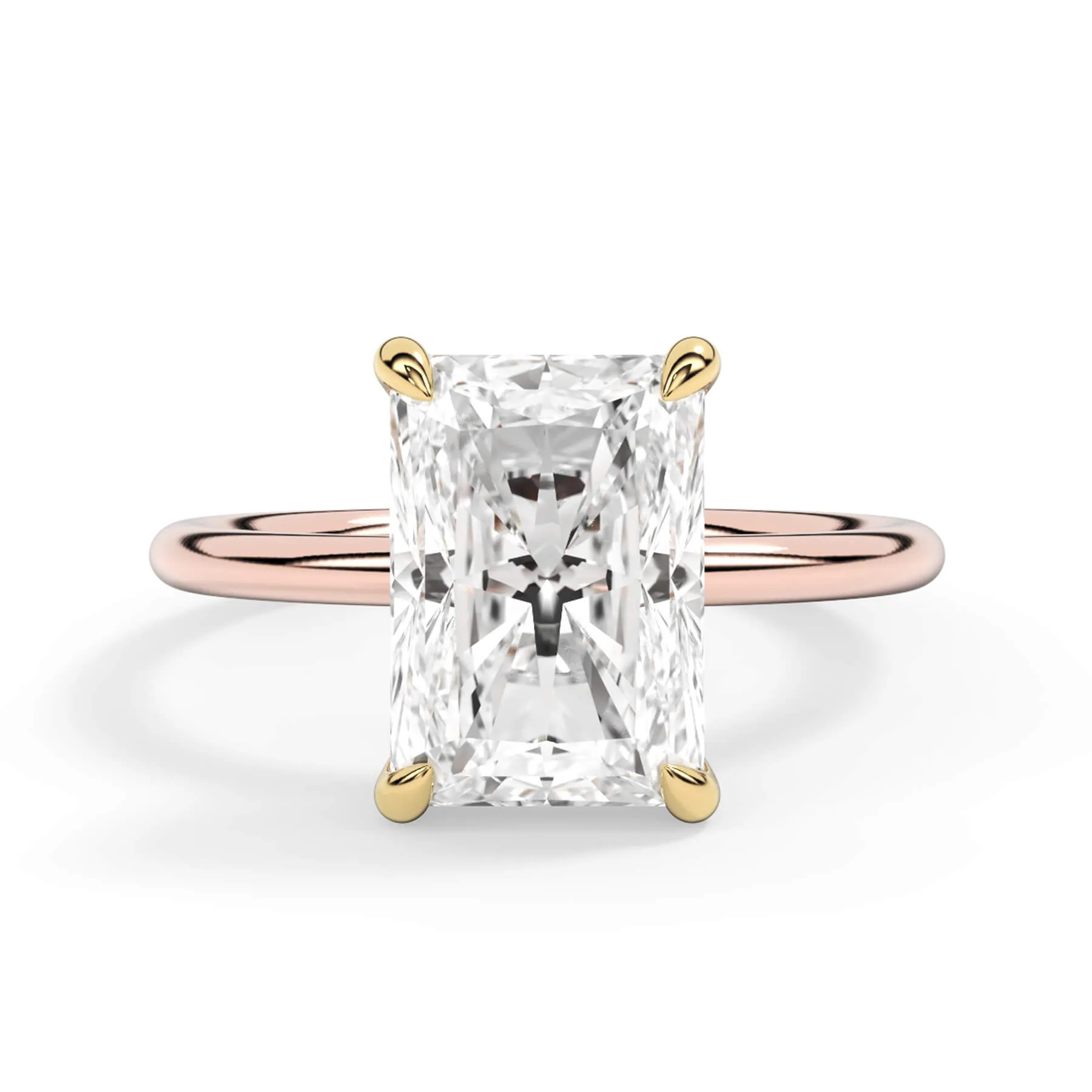 Two-Tone Basket Style Solitaire Engagement Ring - Yellow Gold Head