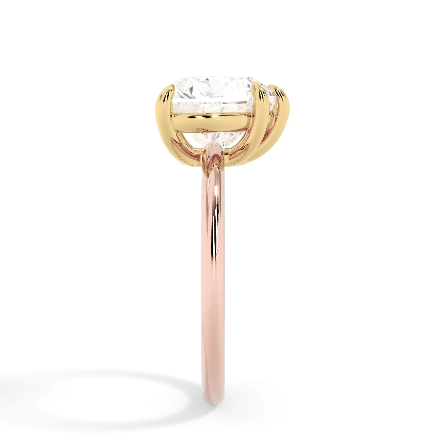 Two-Tone Basket Style Solitaire Engagement Ring - Yellow Gold Head