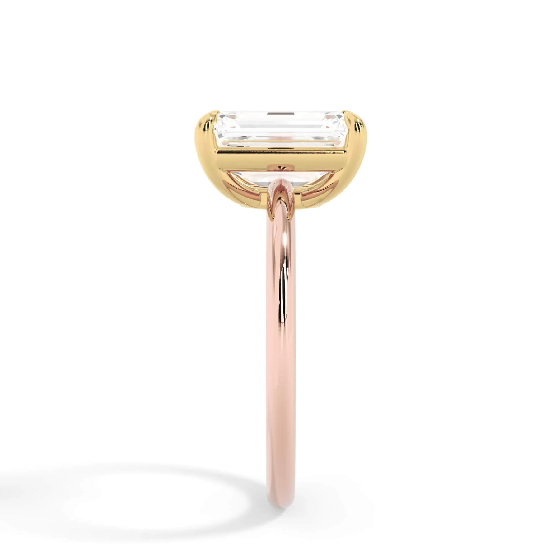 Two-Tone Basket Style Solitaire Engagement Ring - Yellow Gold Head