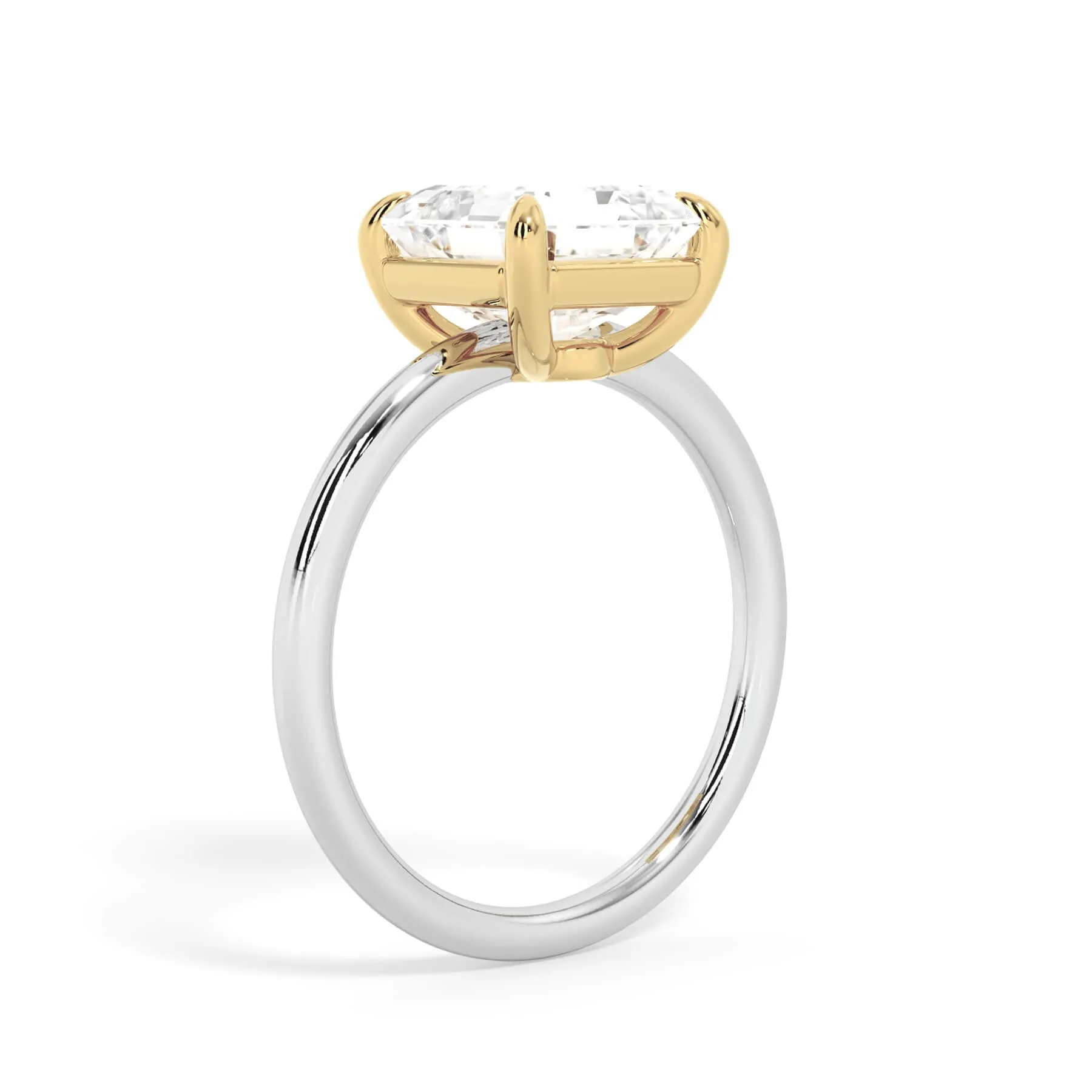 Two-Tone Basket Style Solitaire Engagement Ring - Yellow Gold Head