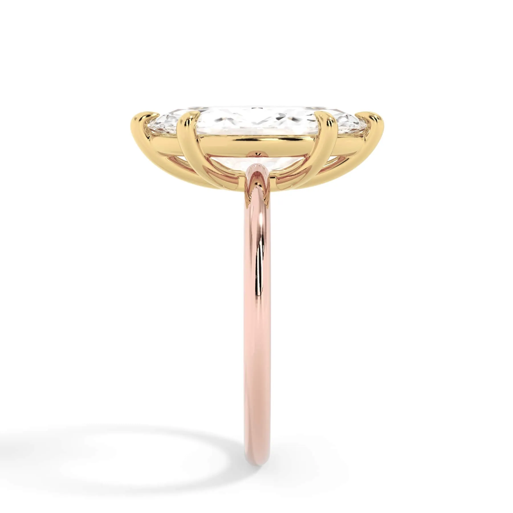 Two-Tone Basket Style Solitaire Engagement Ring - Yellow Gold Head
