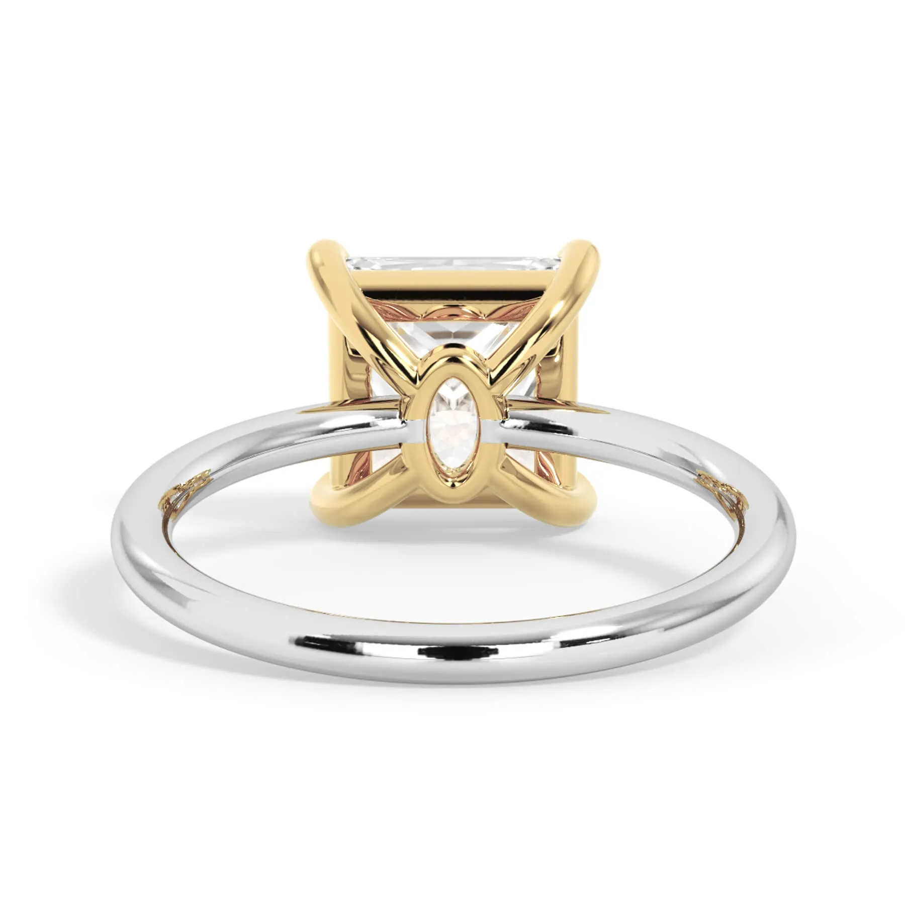 Two-Tone Basket Style Solitaire Engagement Ring - Yellow Gold Head