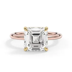 Two-Tone Basket Style Solitaire Engagement Ring - Yellow Gold Head