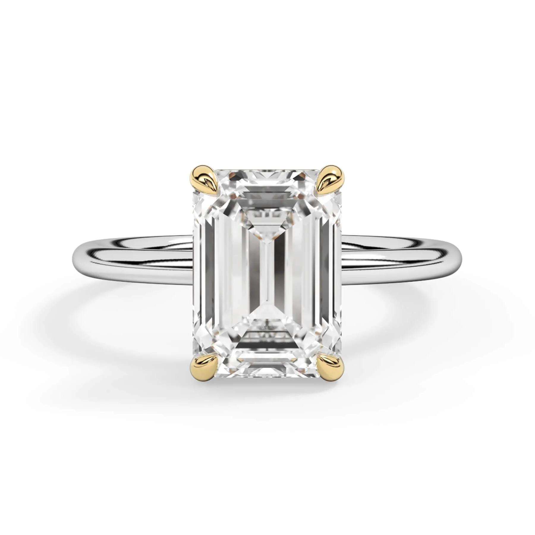 Two-Tone Basket Style Solitaire Engagement Ring - Yellow Gold Head