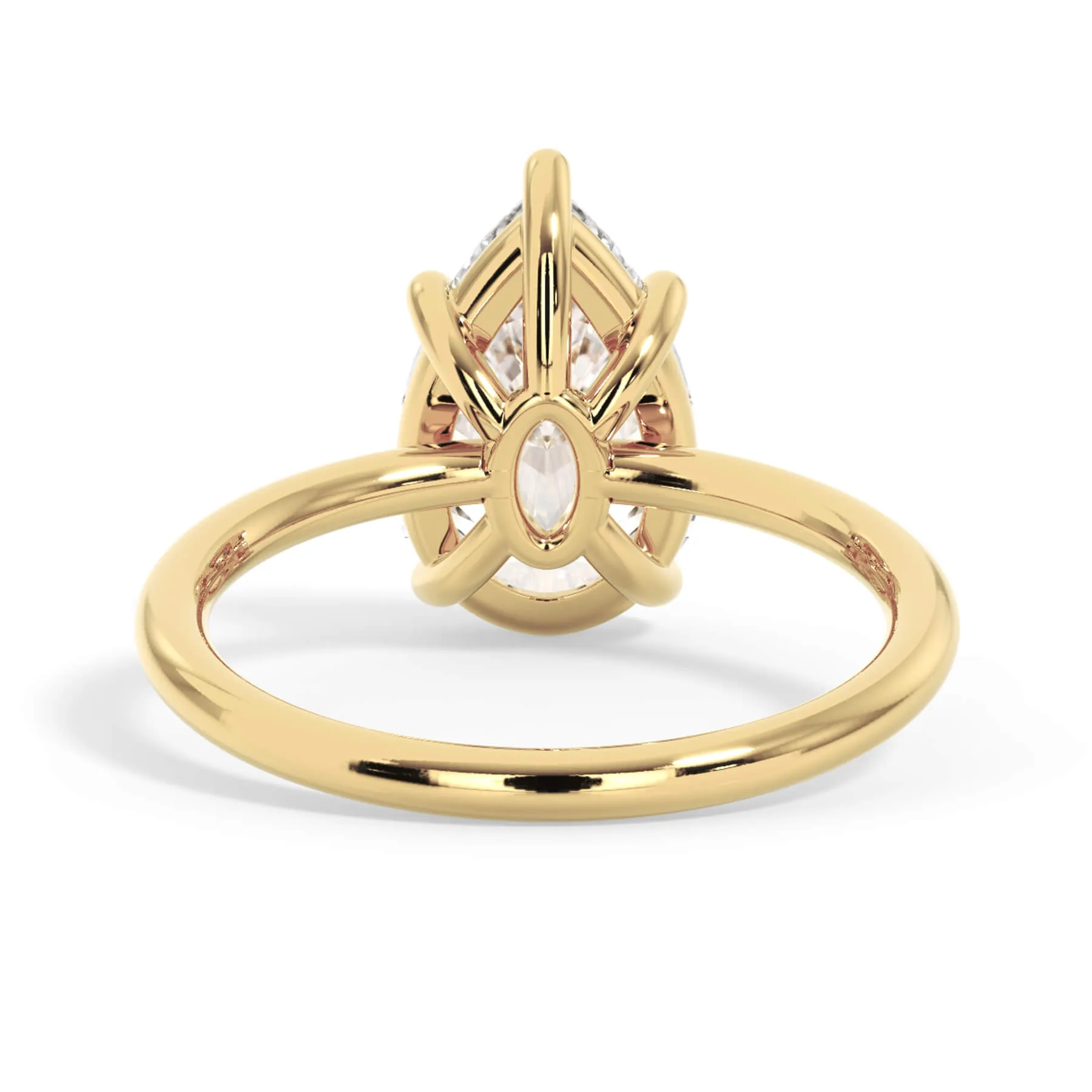 Two-Tone Basket Style Solitaire Engagement Ring - Yellow Gold Head