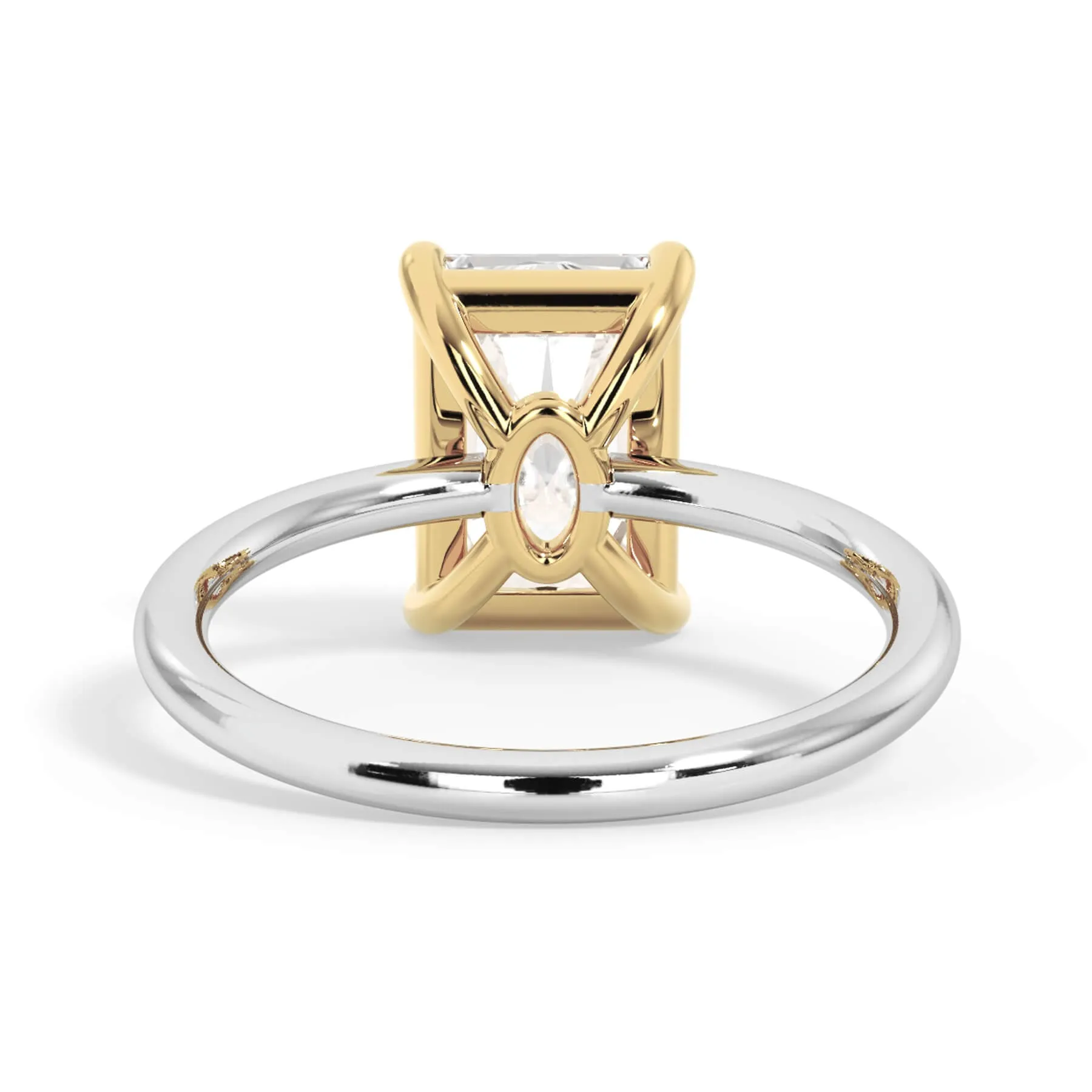 Two-Tone Basket Style Solitaire Engagement Ring - Yellow Gold Head