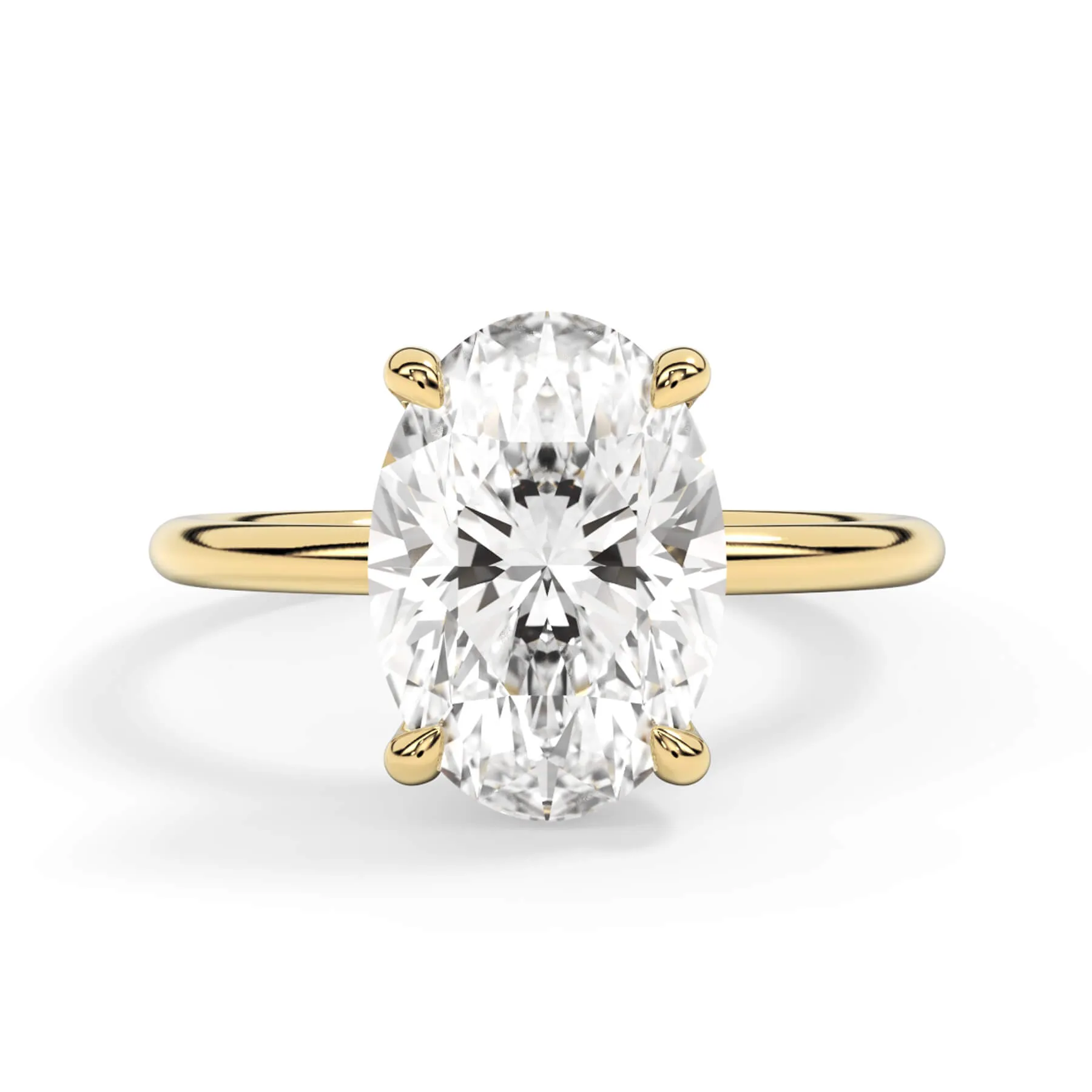 Two-Tone Basket Style Solitaire Engagement Ring - Yellow Gold Head