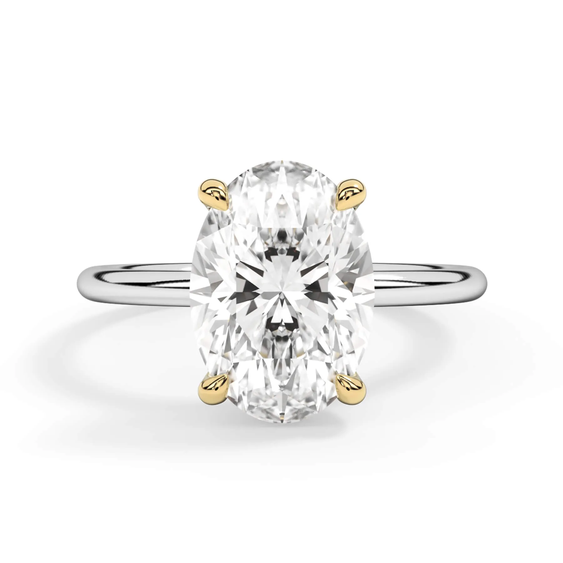 Two-Tone Basket Style Solitaire Engagement Ring - Yellow Gold Head