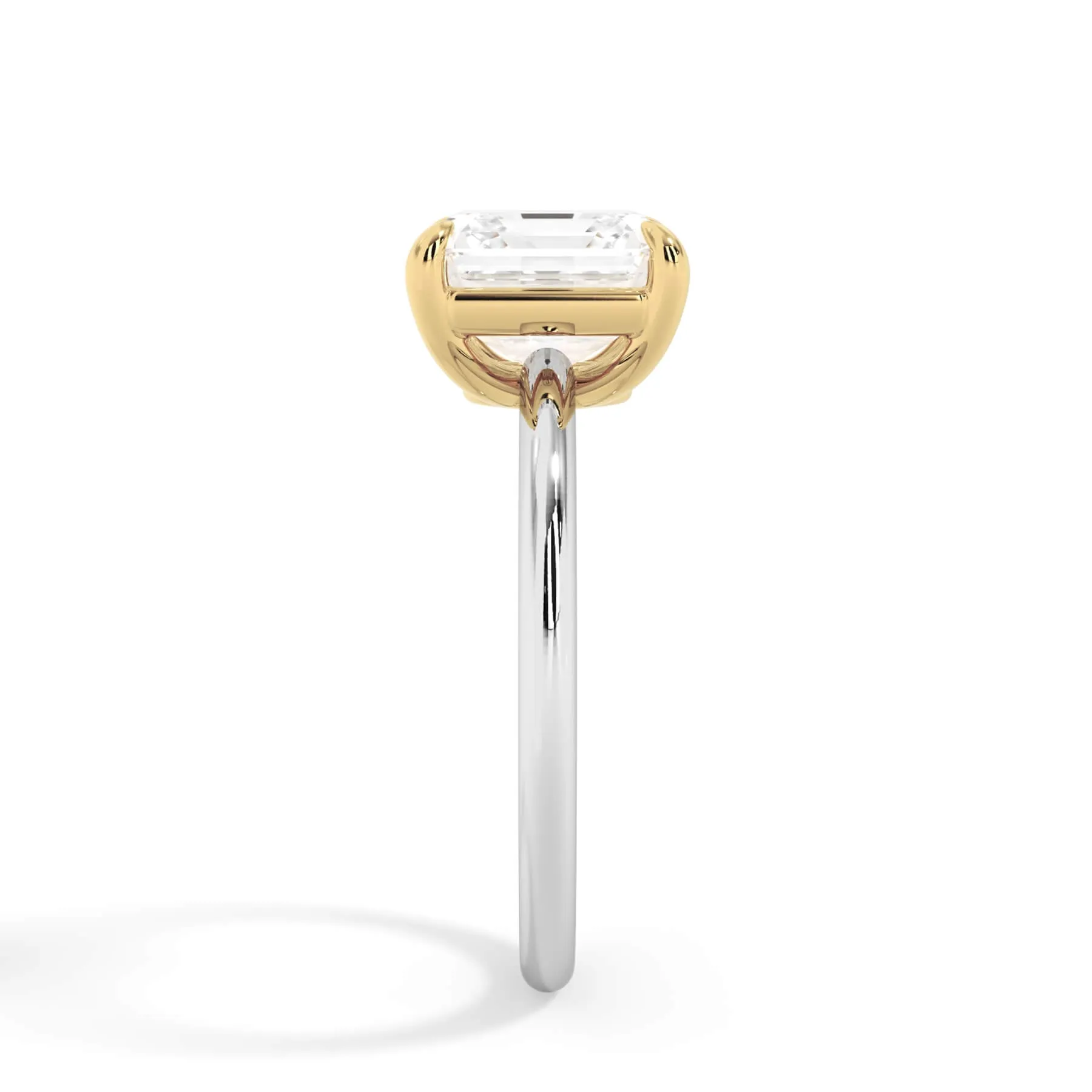 Two-Tone Basket Style Solitaire Engagement Ring - Yellow Gold Head