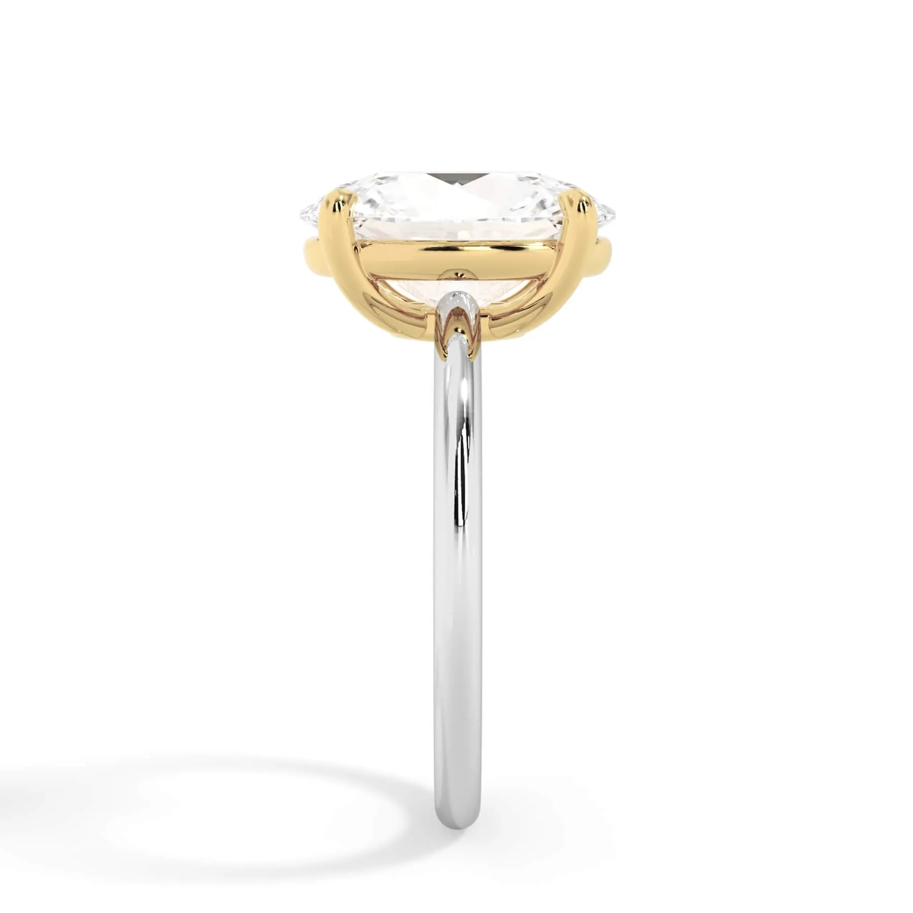 Two-Tone Basket Style Solitaire Engagement Ring - Yellow Gold Head