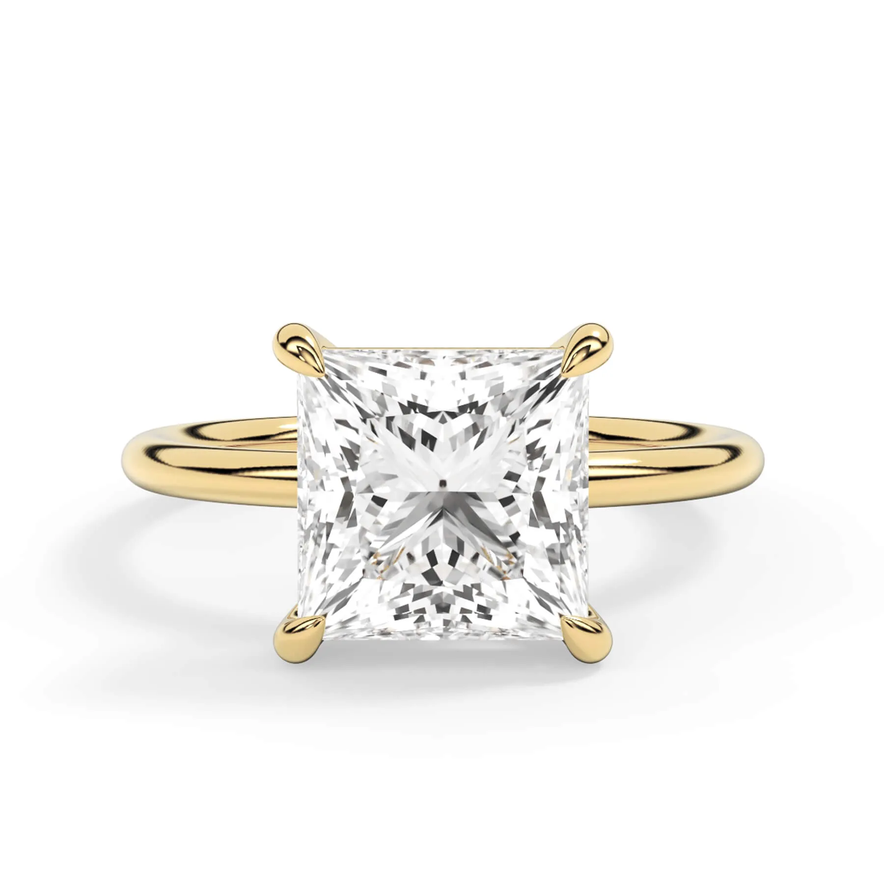 Two-Tone Basket Style Solitaire Engagement Ring - Yellow Gold Head