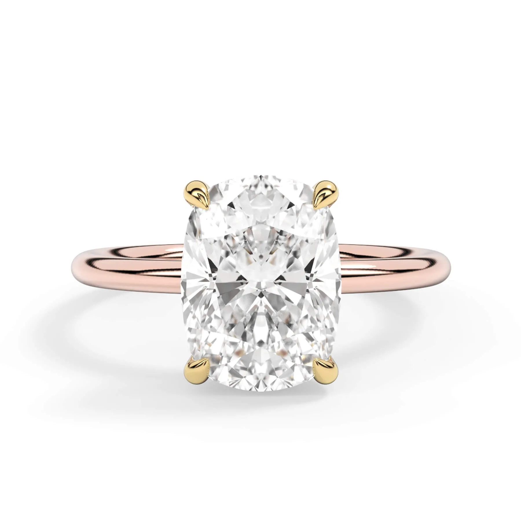 Two-Tone Basket Style Solitaire Engagement Ring - Yellow Gold Head