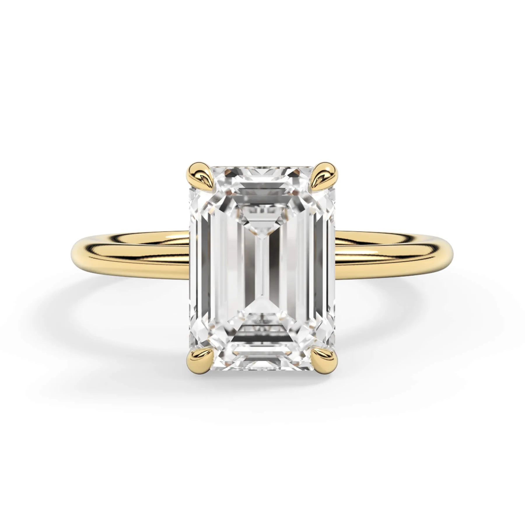 Two-Tone Basket Style Solitaire Engagement Ring - Yellow Gold Head