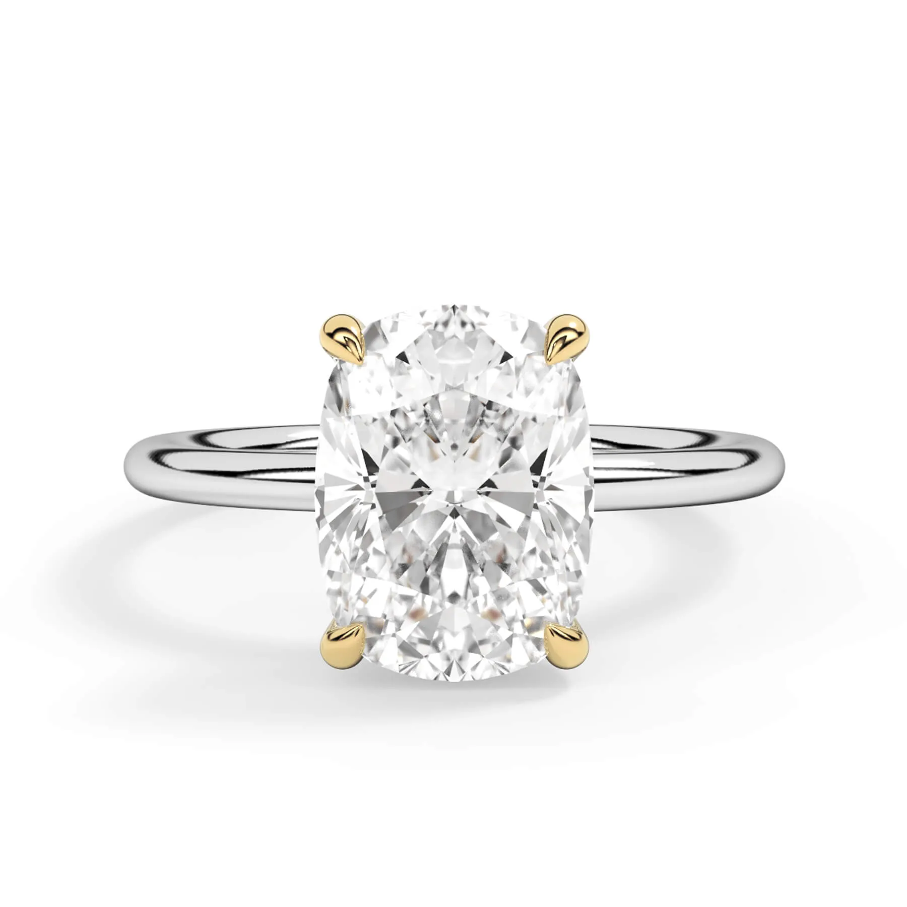 Two-Tone Basket Style Solitaire Engagement Ring - Yellow Gold Head