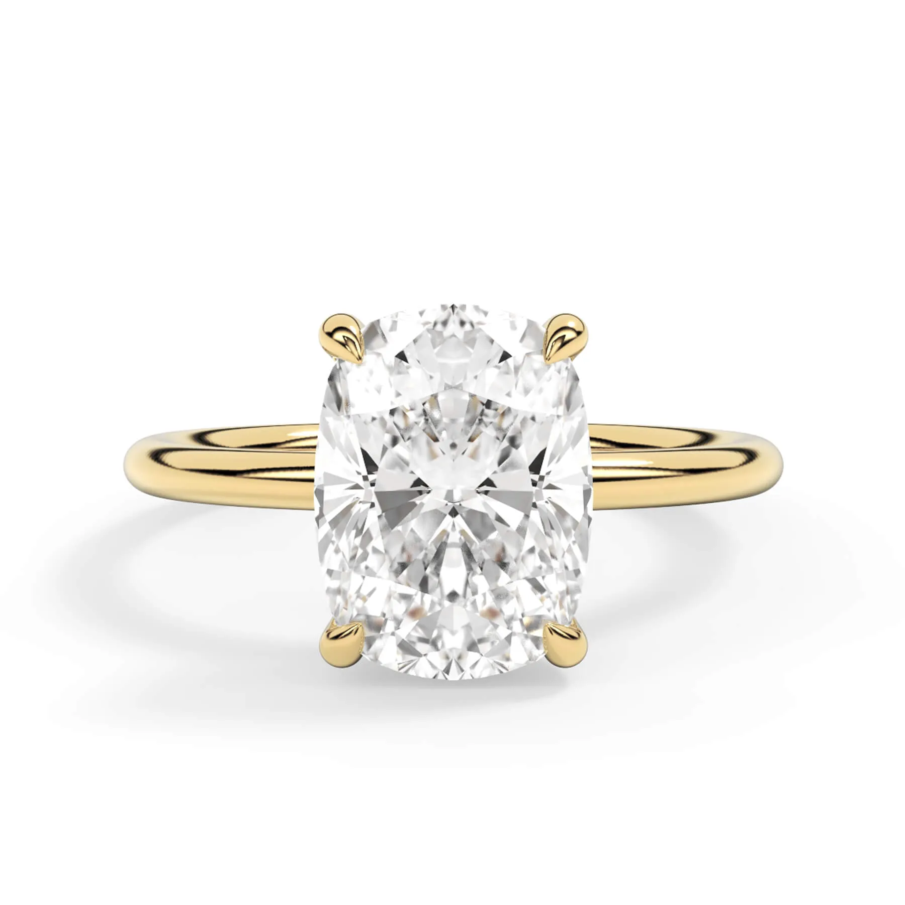 Two-Tone Basket Style Solitaire Engagement Ring - Yellow Gold Head