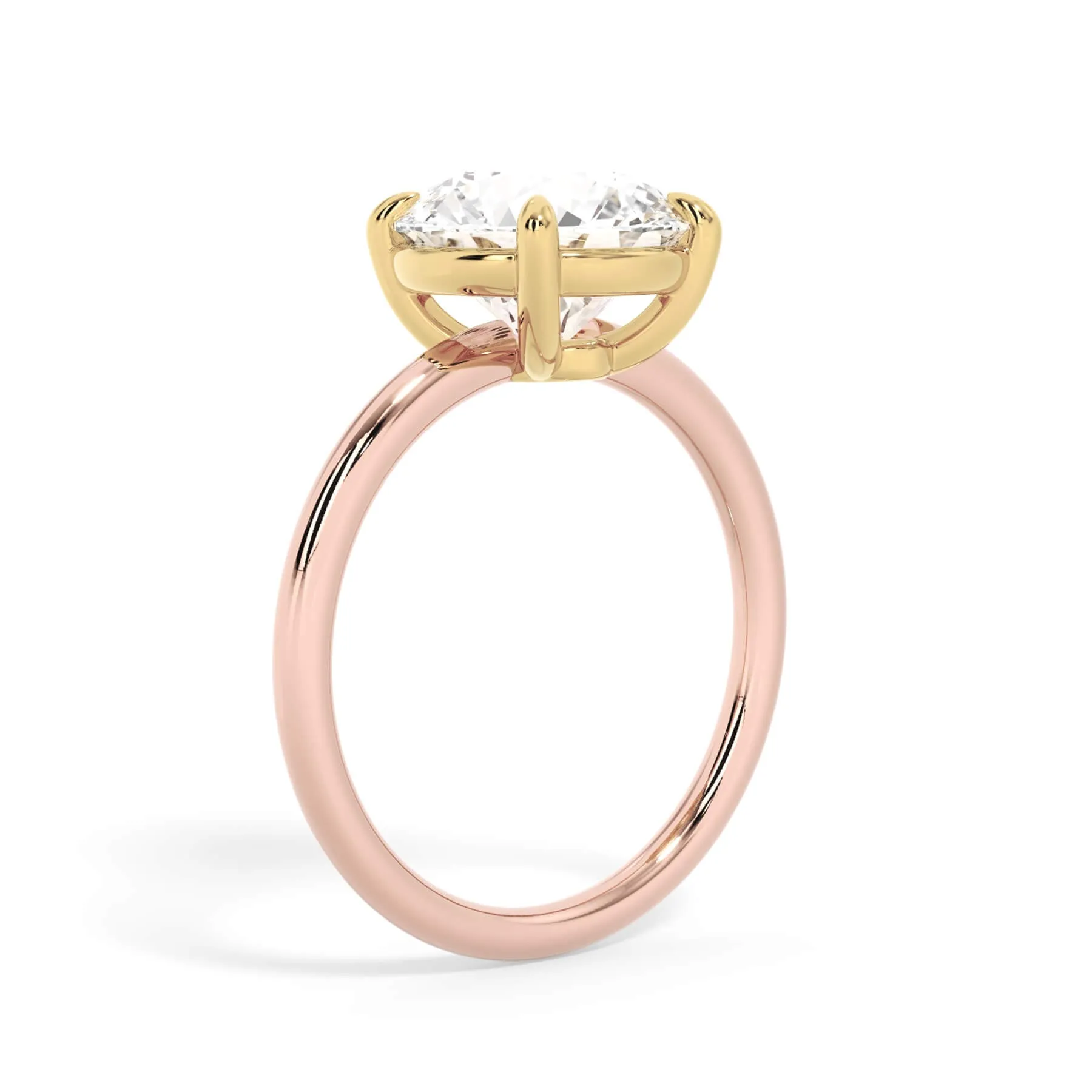 Two-Tone Basket Style Solitaire Engagement Ring - Yellow Gold Head