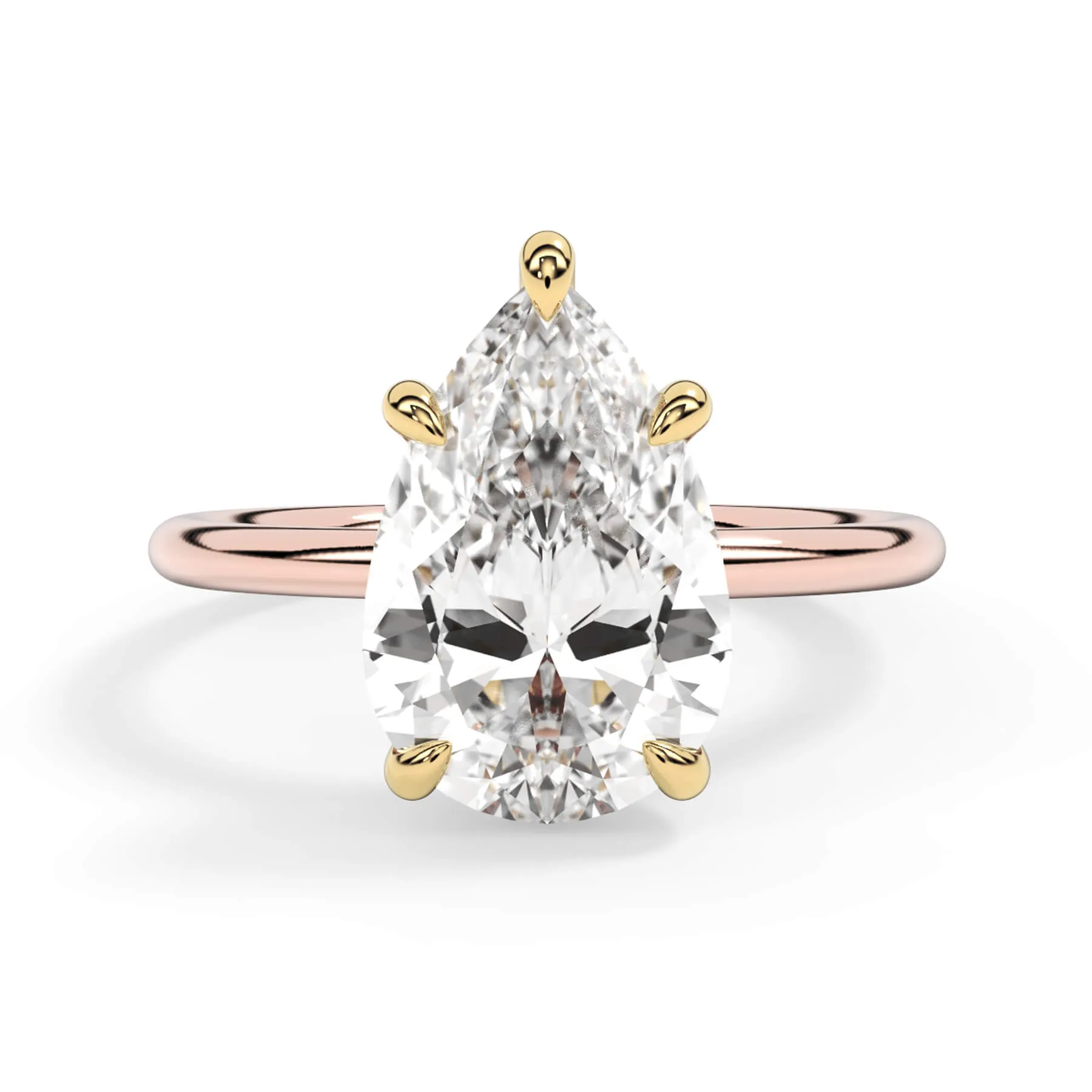 Two-Tone Basket Style Solitaire Engagement Ring - Yellow Gold Head