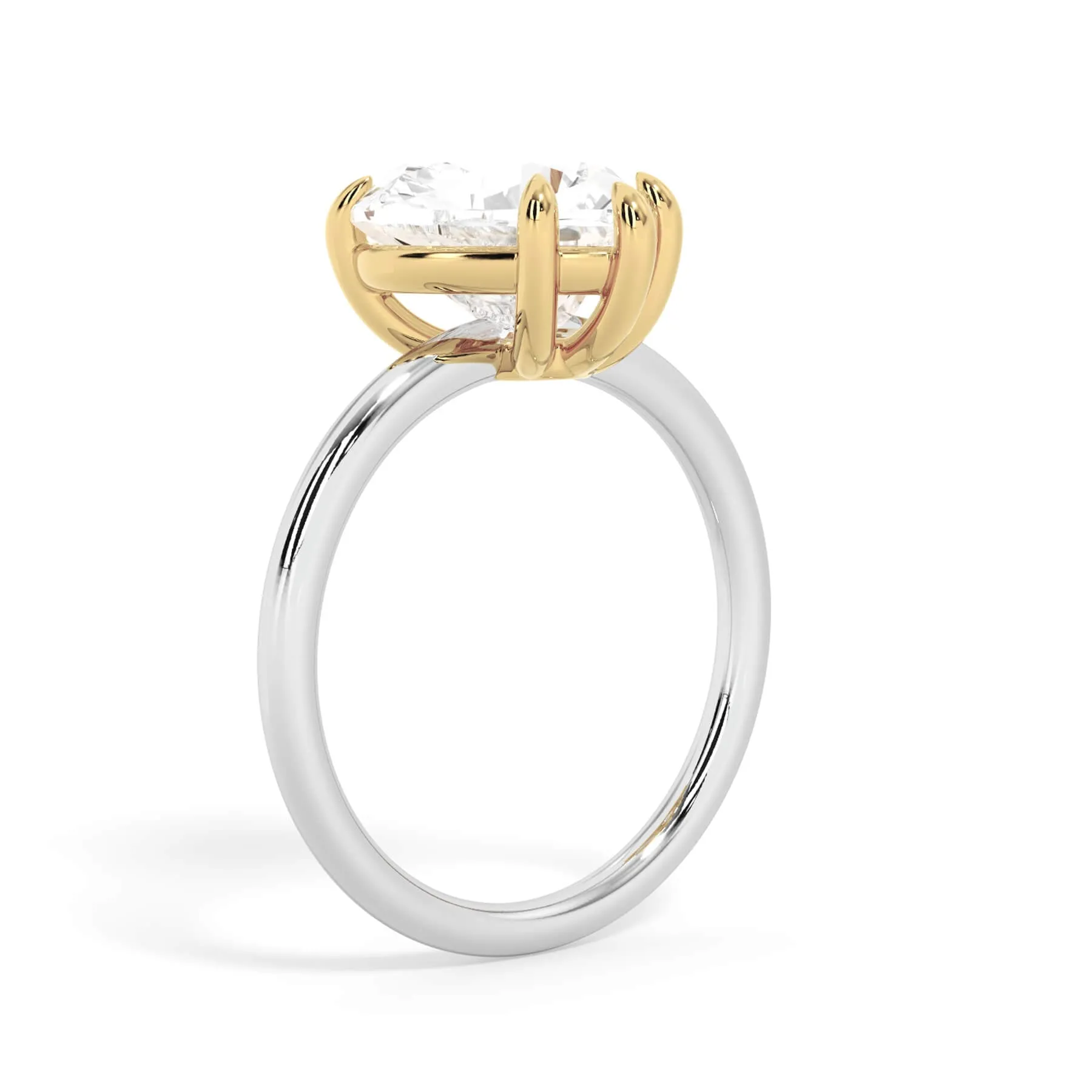 Two-Tone Basket Style Solitaire Engagement Ring - Yellow Gold Head