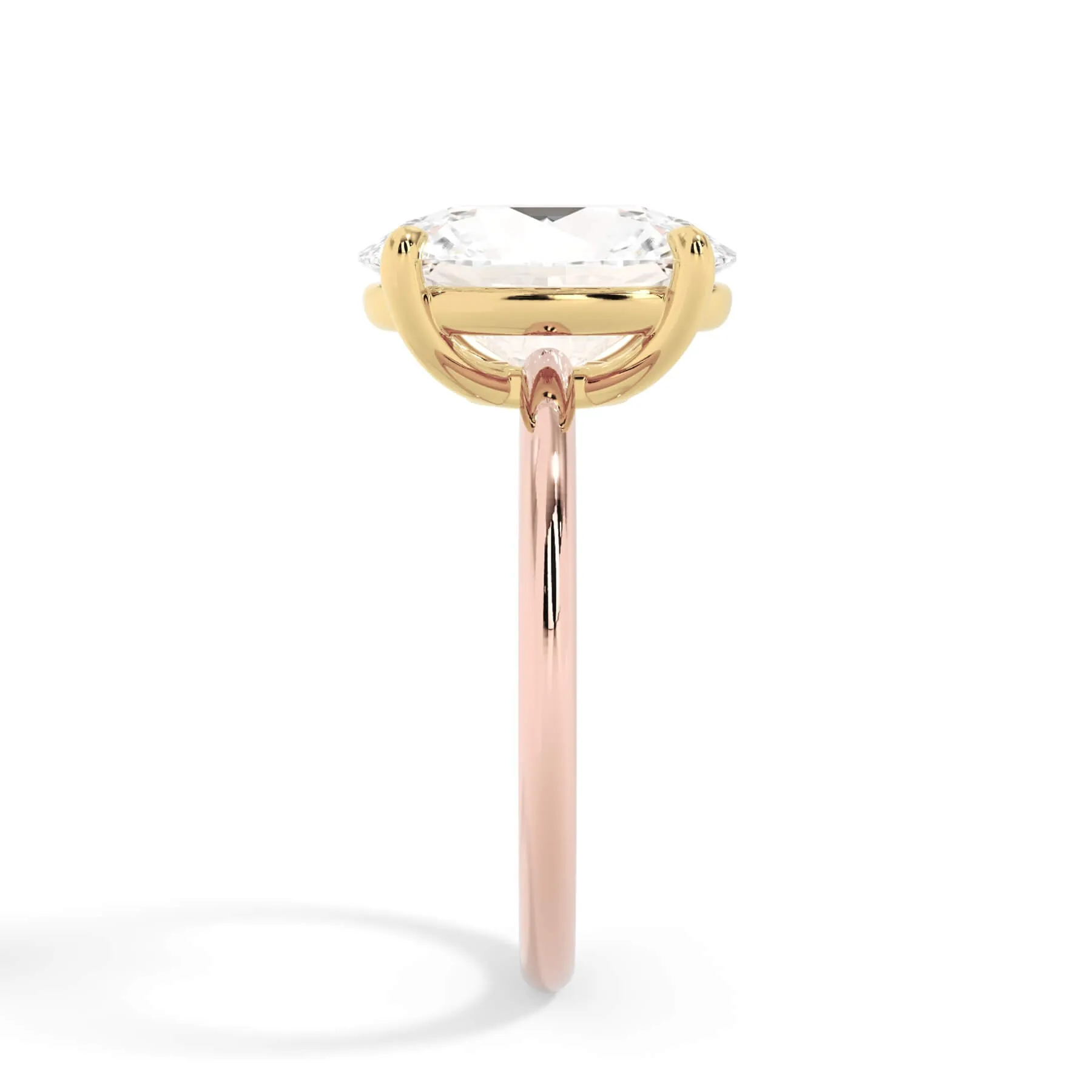 Two-Tone Basket Style Solitaire Engagement Ring - Yellow Gold Head