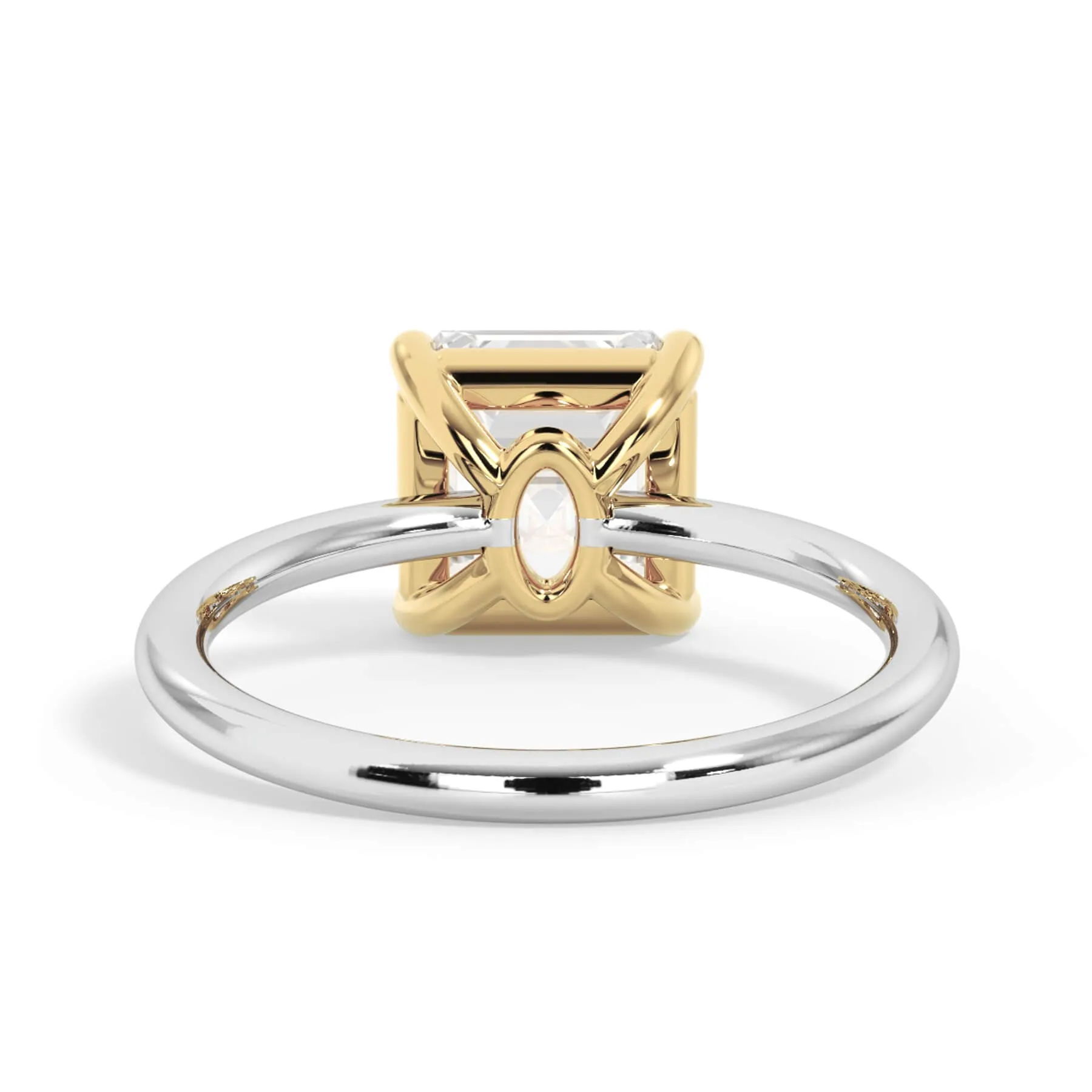 Two-Tone Basket Style Solitaire Engagement Ring - Yellow Gold Head
