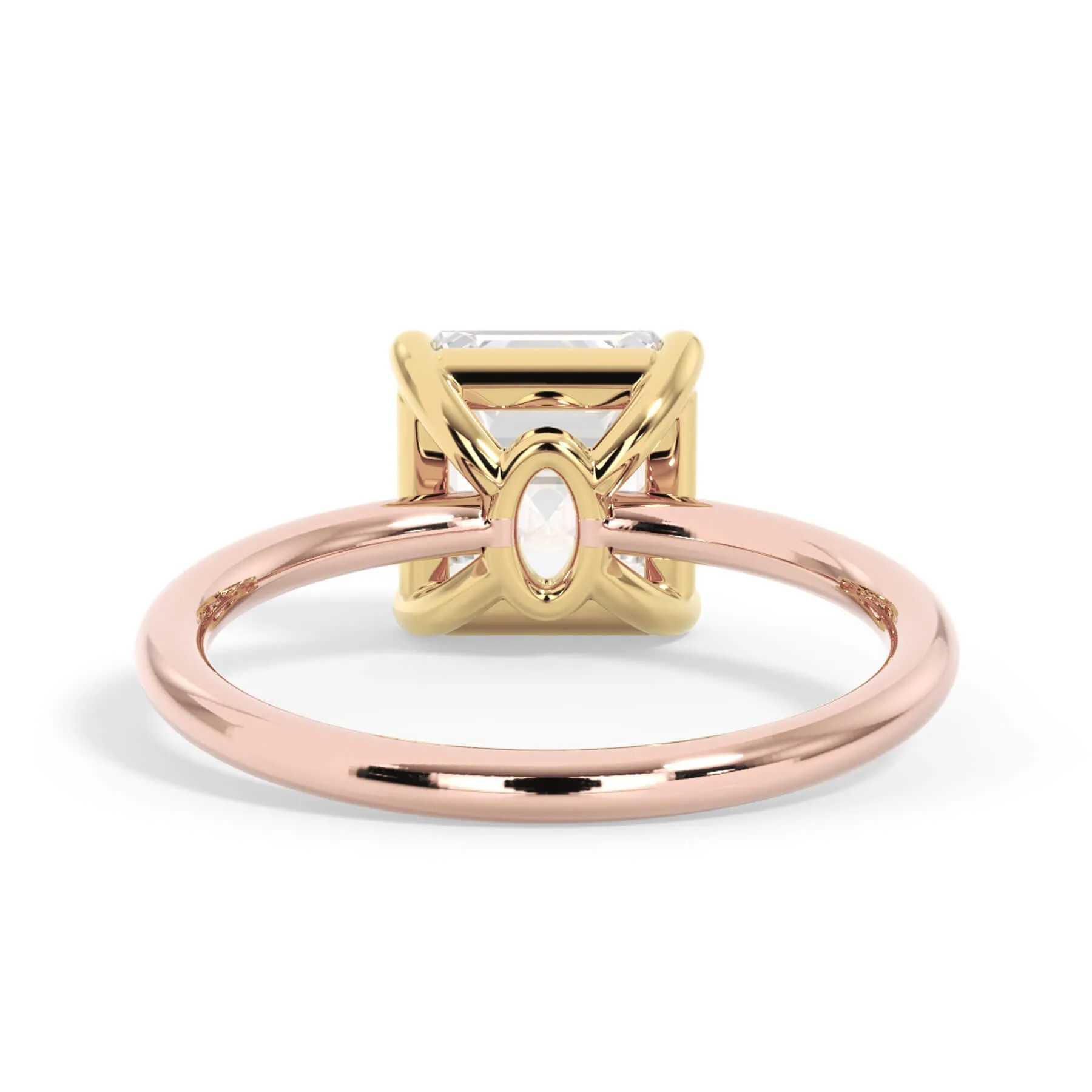 Two-Tone Basket Style Solitaire Engagement Ring - Yellow Gold Head