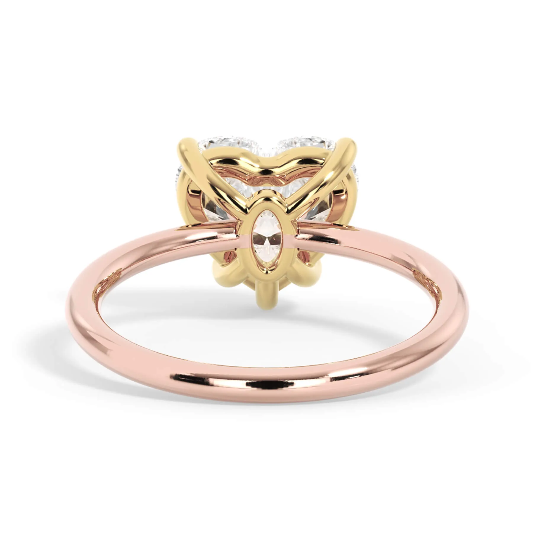 Two-Tone Basket Style Solitaire Engagement Ring - Yellow Gold Head