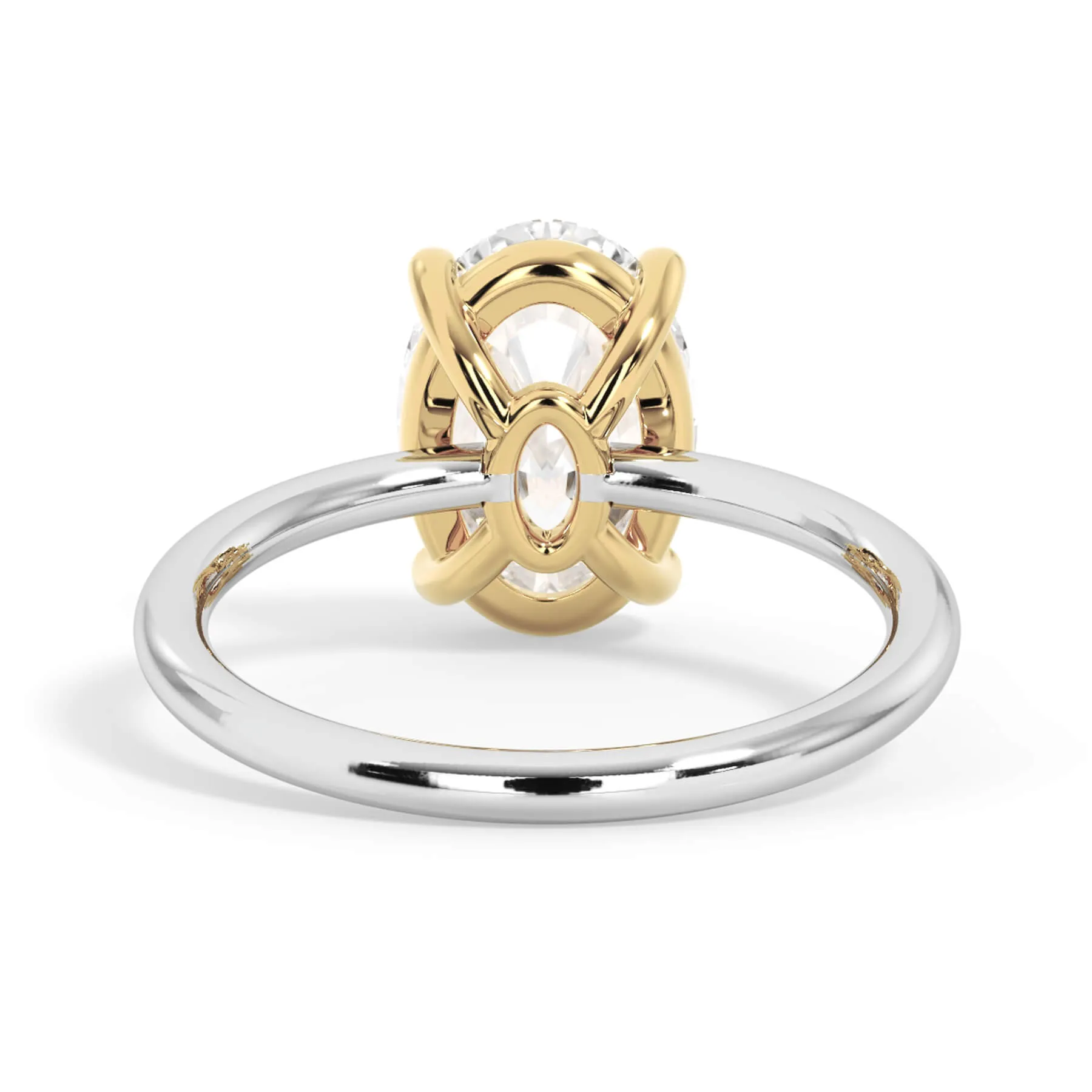 Two-Tone Basket Style Solitaire Engagement Ring - Yellow Gold Head