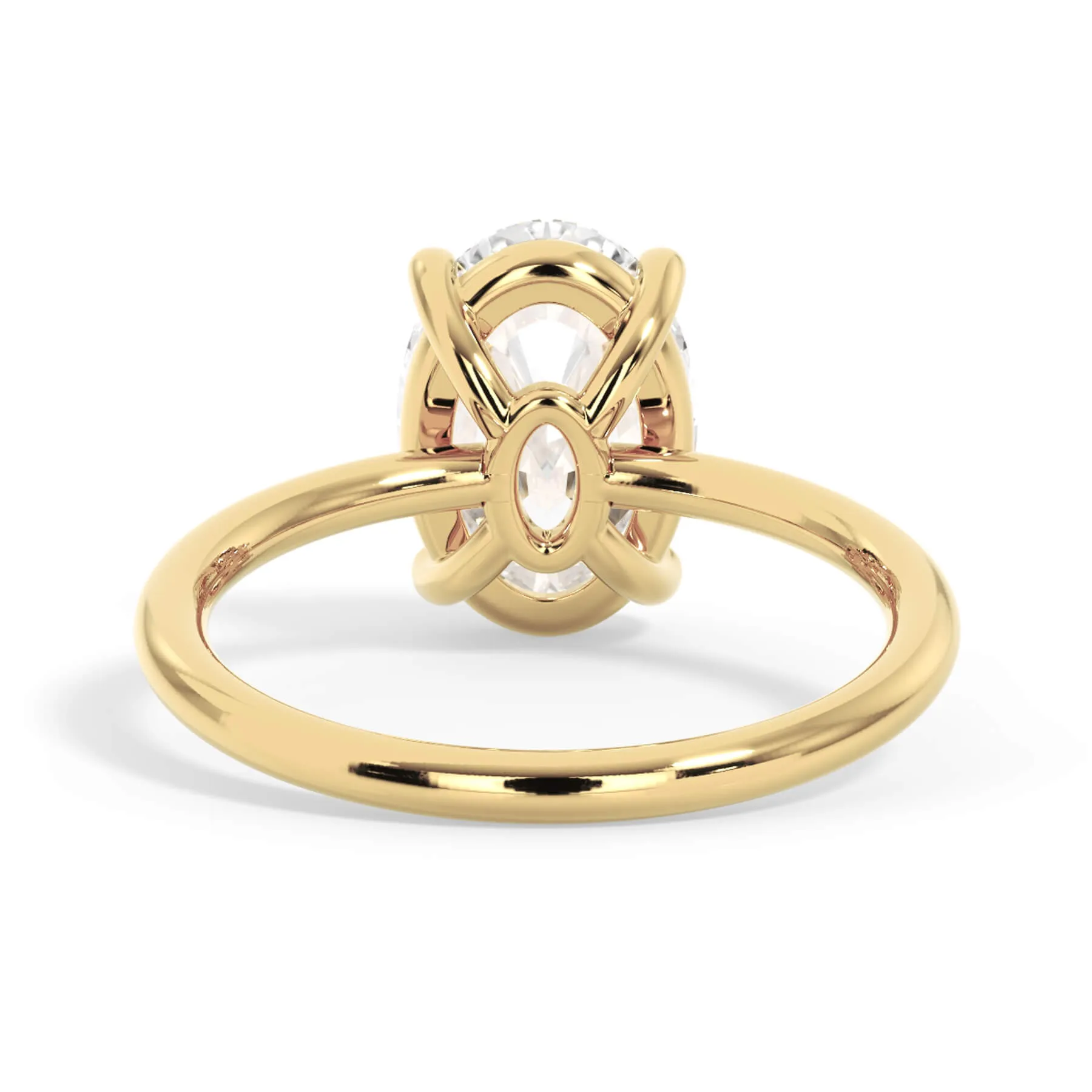 Two-Tone Basket Style Solitaire Engagement Ring - Yellow Gold Head