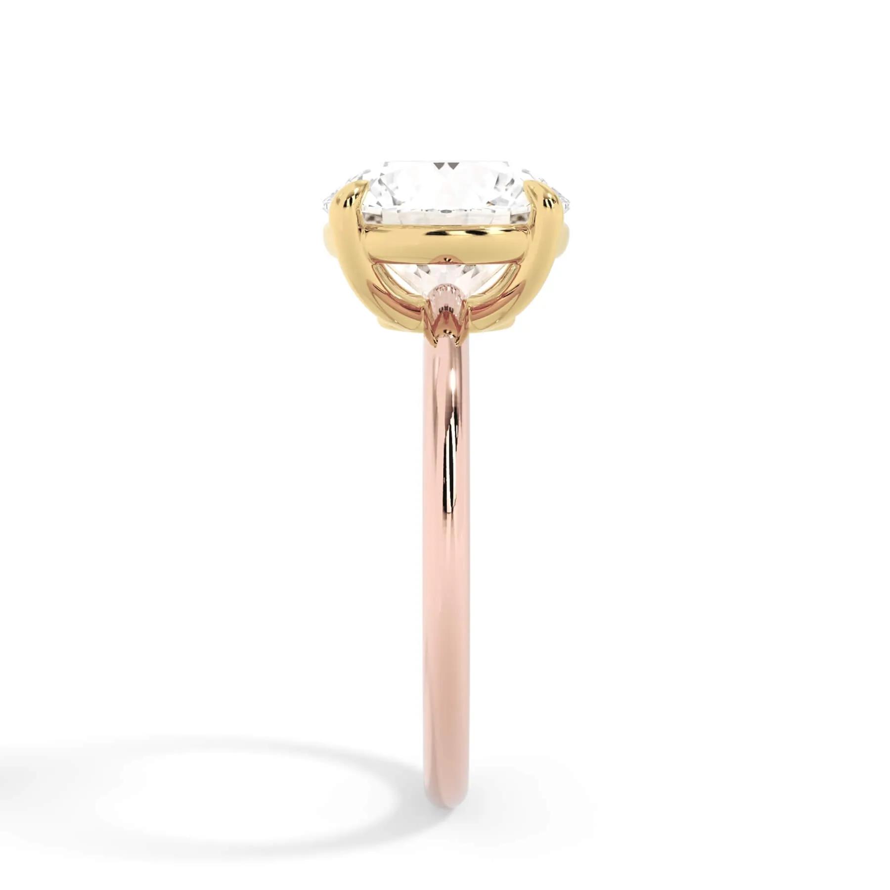 Two-Tone Basket Style Solitaire Engagement Ring - Yellow Gold Head